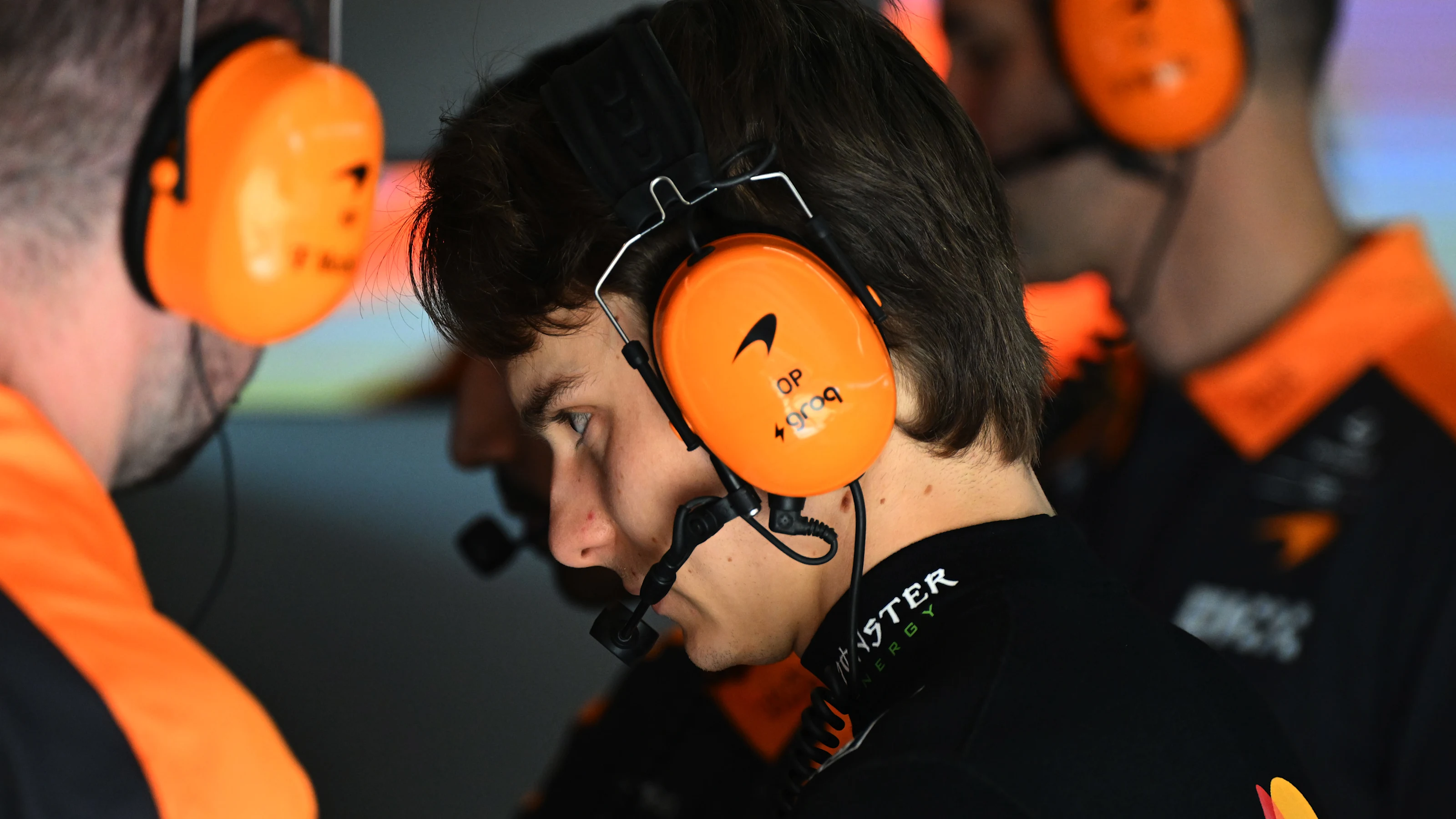 AUSTIN, TEXAS - OCTOBER 23: Oscar Piastri of Australia and McLaren looks on in the garage during