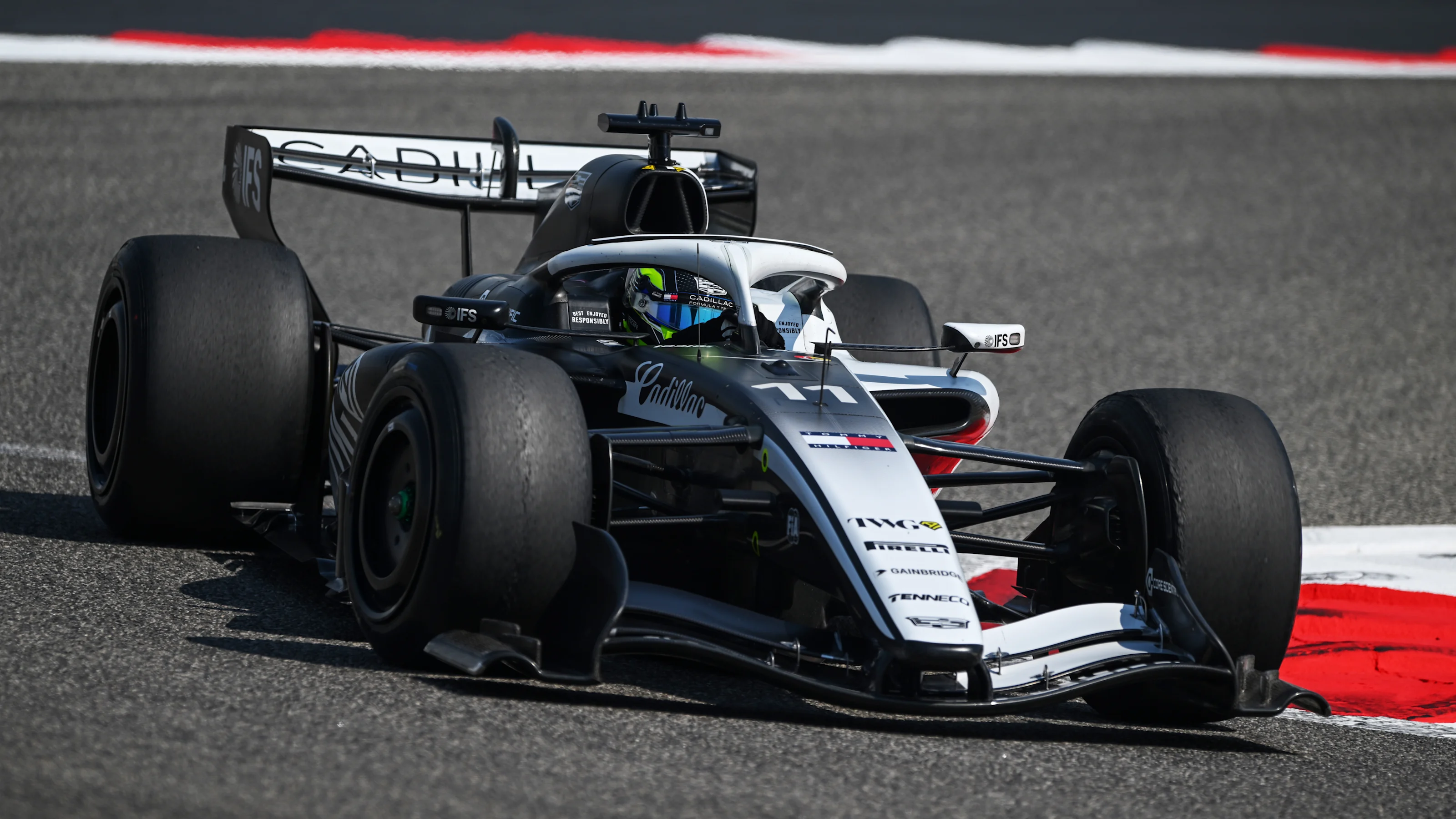 BAHRAIN, BAHRAIN - FEBRUARY 20: Sergio Perez of Mexico driving the (11) Cadillac F1 Team Ferrari on