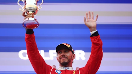 KUALA LUMPUR, MALAYSIA - OCTOBER 04: Third placed Lewis Hamilton of Great Britain and Scuderia