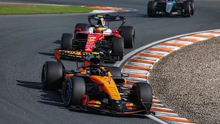 ZANDVOORT, NETHERLANDS - AUGUST 23: Lando Norris of Great Britain driving the (1) McLaren MCL40