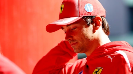 MADRID, SPAIN - SEPTEMBER 10: Charles Leclerc of Monaco and Scuderia Ferrari walks in the Paddock