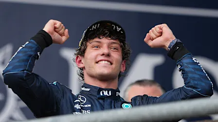 AUSTIN, TEXAS - OCTOBER 25: Race winner Andrea Kimi Antonelli of Italy and Mercedes AMG Petronas F1