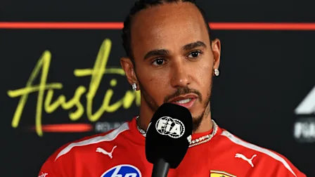 AUSTIN, TEXAS - OCTOBER 22: Lewis Hamilton of Great Britain and Scuderia Ferrari speaks in the