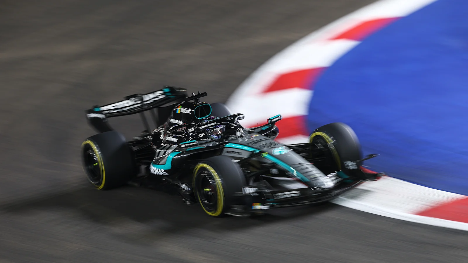 George Russell in his Mercedes during the 2026 Singapore Grand Prix