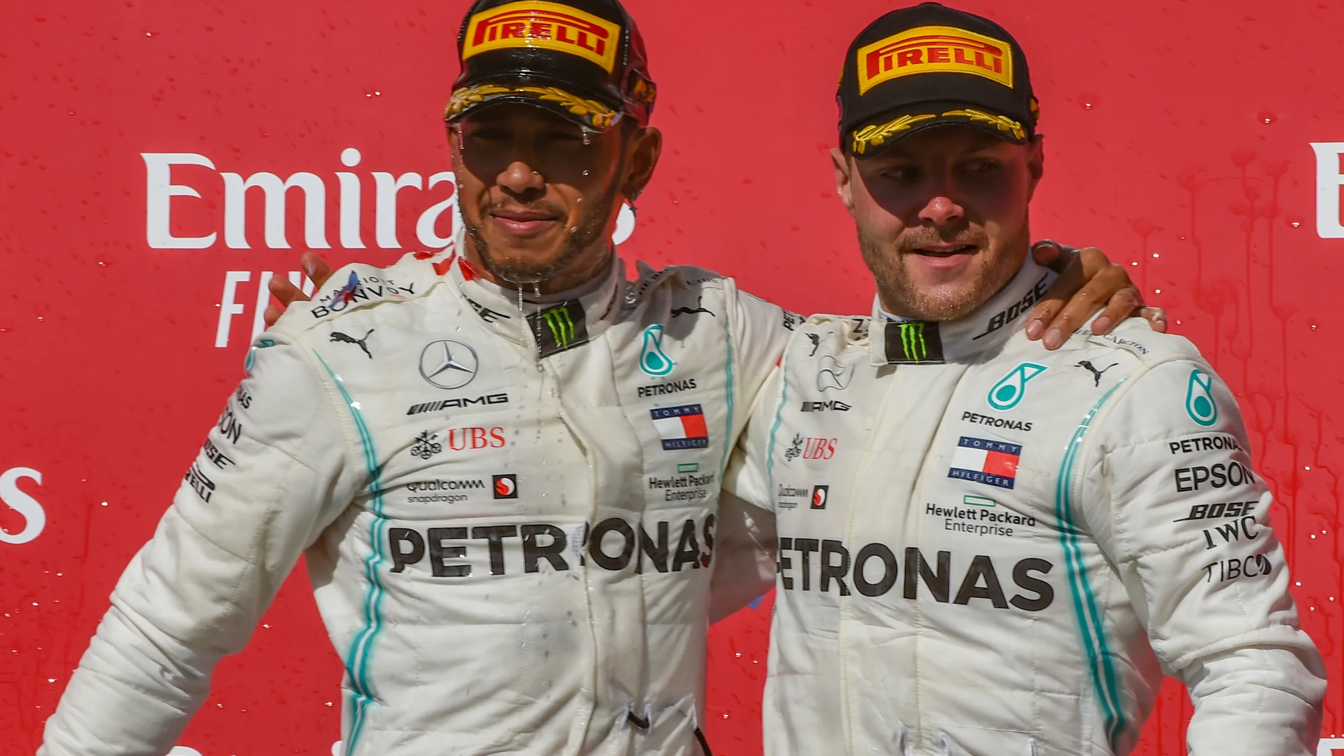AUSTIN, TX - NOVEMBER 03: Teammates Mercedes AMG Petronas Motorsport driver Lewis Hamilton (44) of