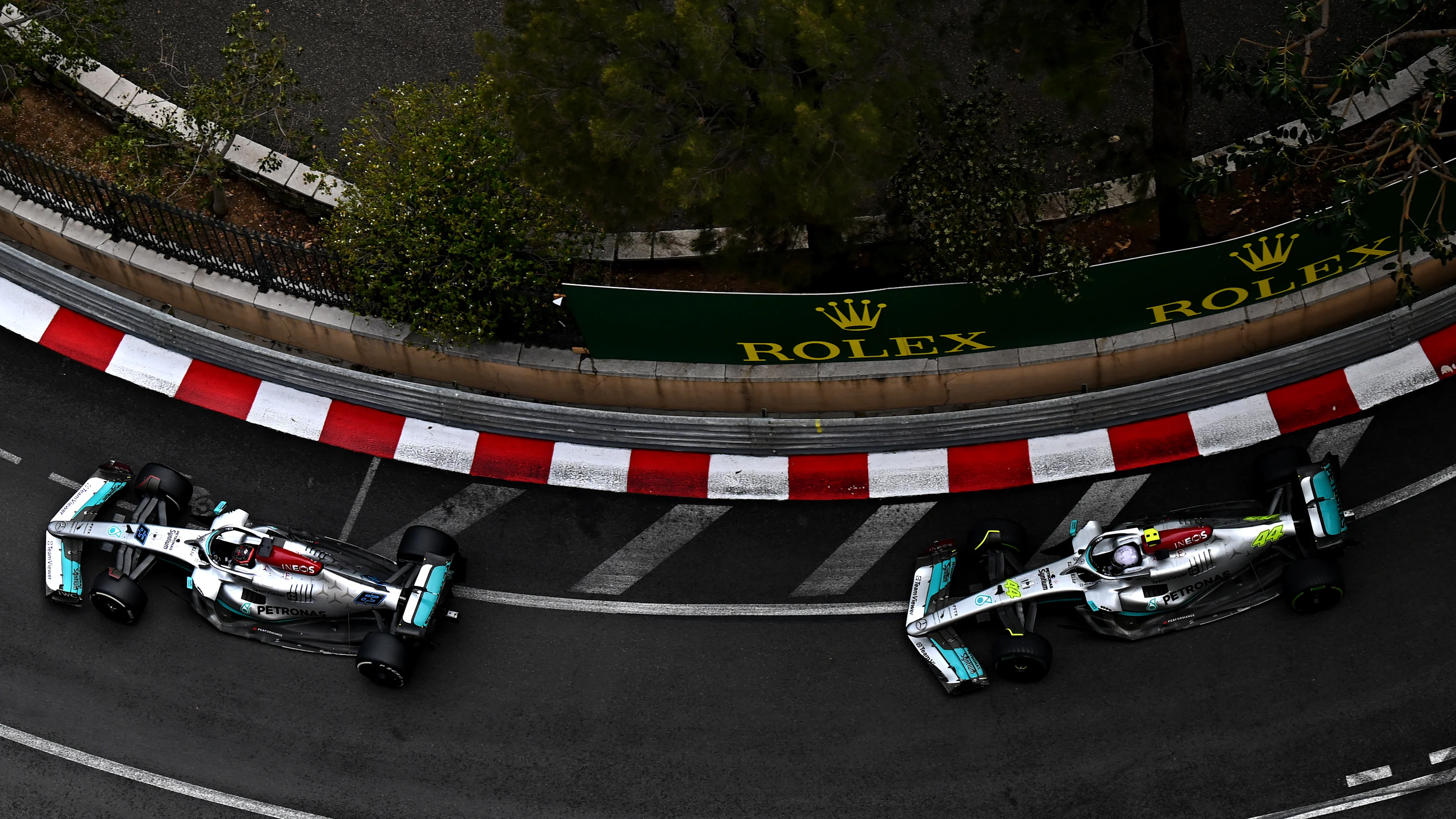 MONTE-CARLO, MONACO - MAY 29: George Russell of Great Britain driving the (63) Mercedes AMG