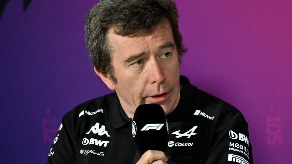 Alpine F1 team principal Bruno Famin attends a press conference during the second day of the