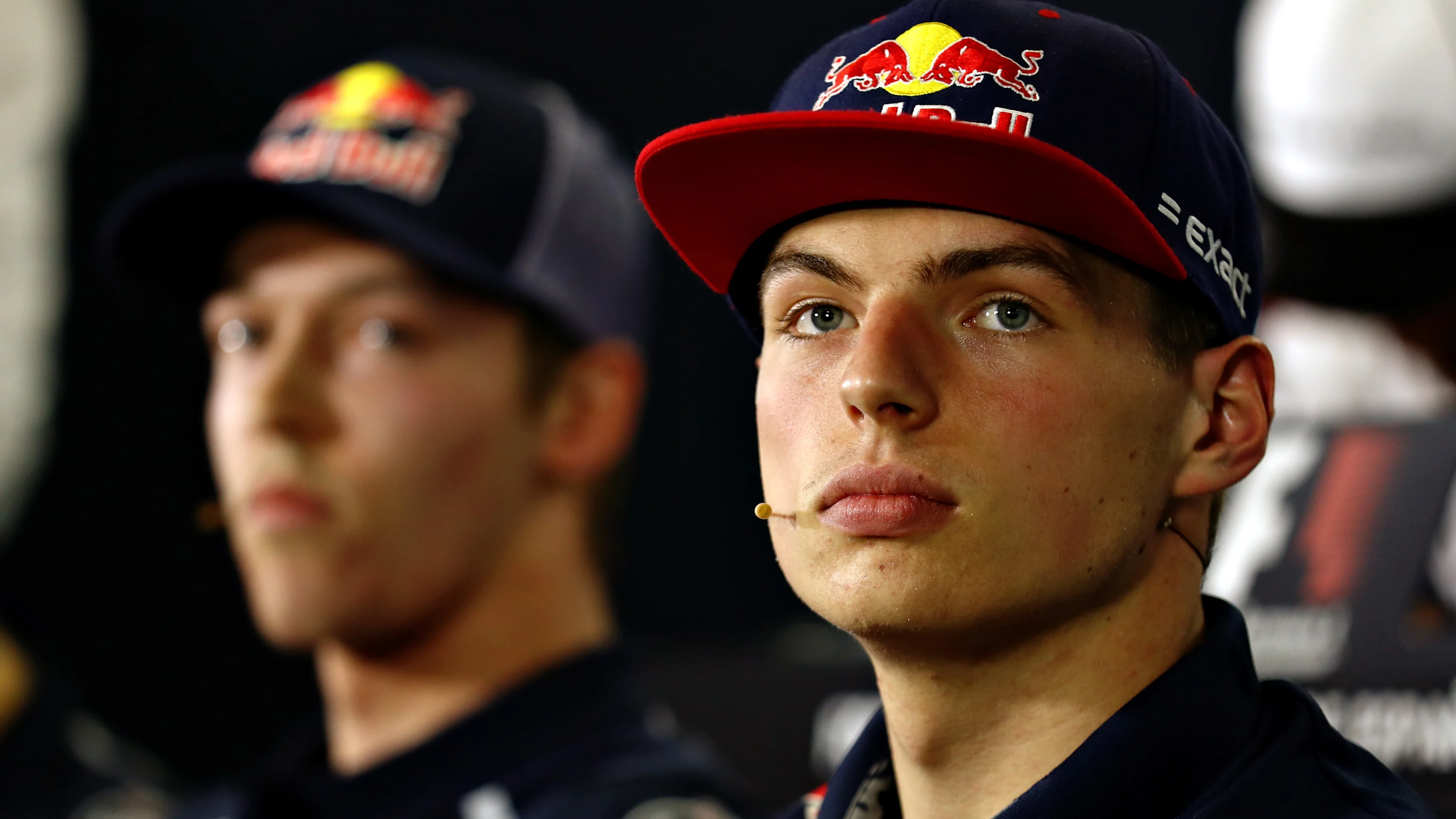 MONTMELO, SPAIN - MAY 12: Max Verstappen of Netherlands and Red Bull Racing in the Drivers Press