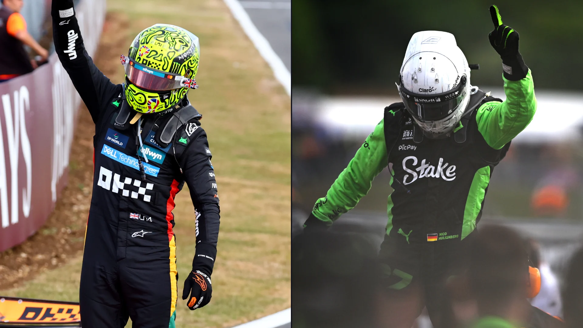 NORTHAMPTON, ENGLAND - JULY 06: Race winner Lando Norris of Great Britain and McLaren celebrates in