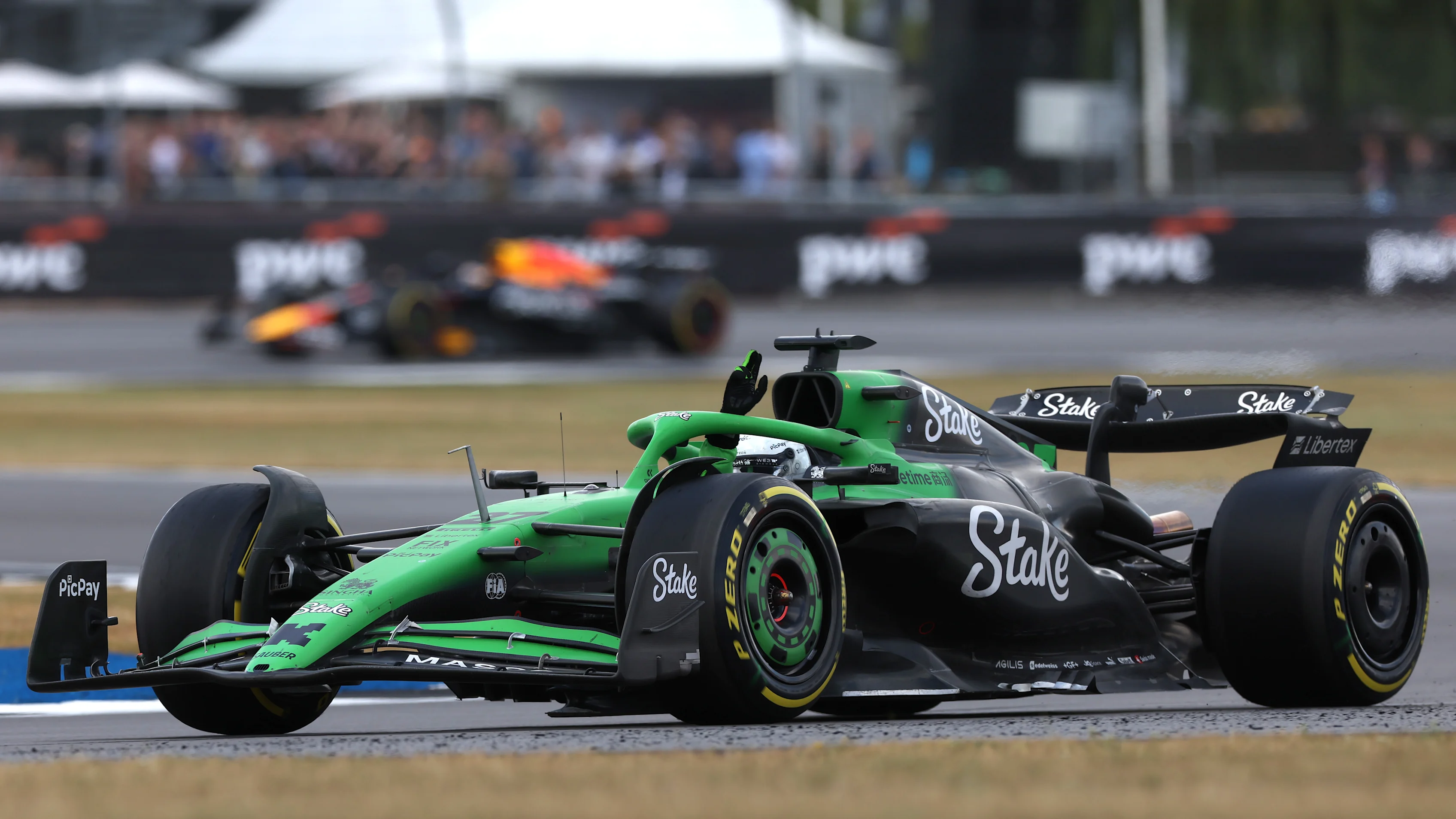 NORTHAMPTON, ENGLAND - JULY 06: Third placed Nico Hulkenberg of Germany driving the (27) Kick