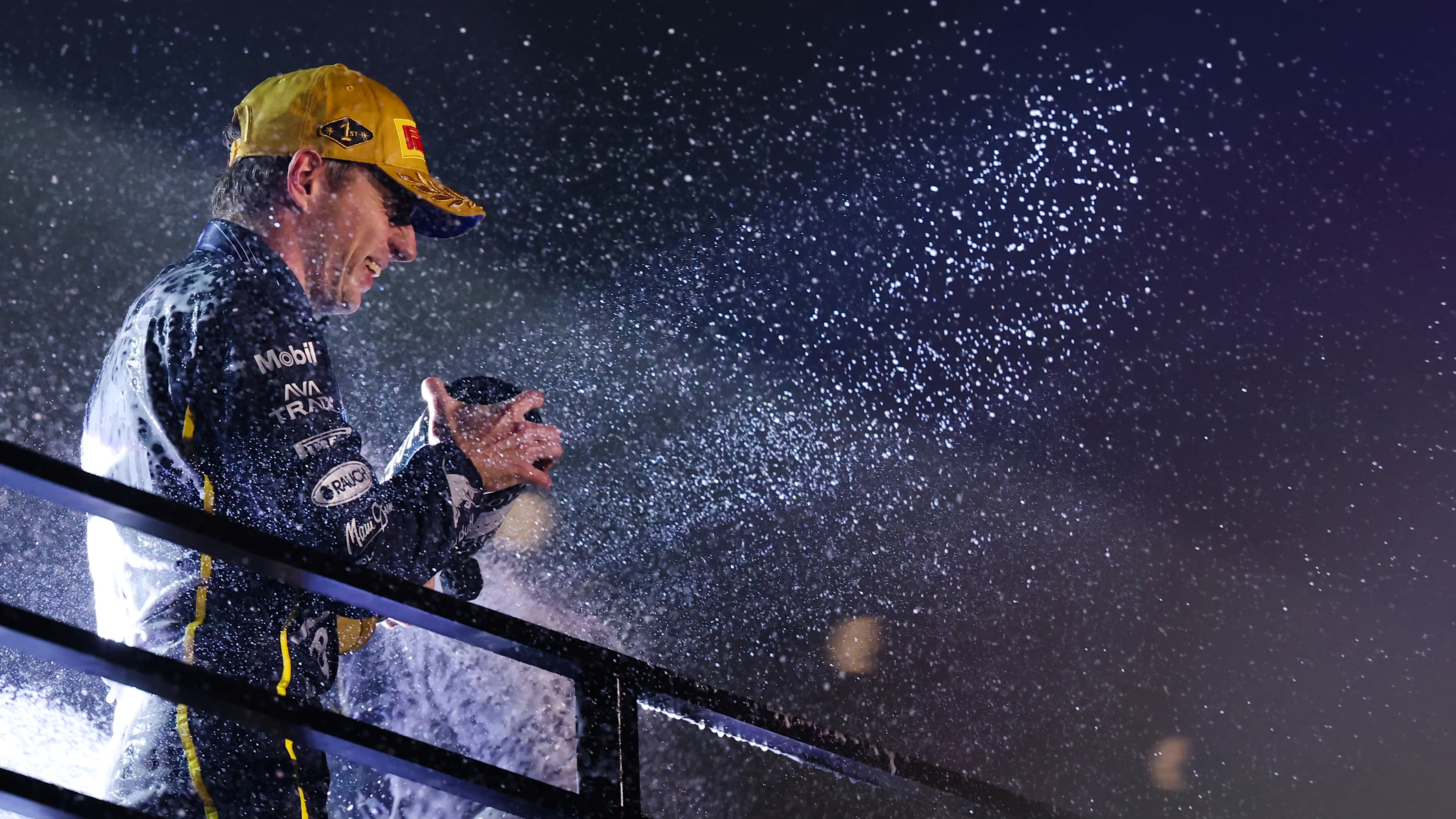 LAS VEGAS, NEVADA - NOVEMBER 22: Race winner Max Verstappen of the Netherlands and Oracle Red Bull