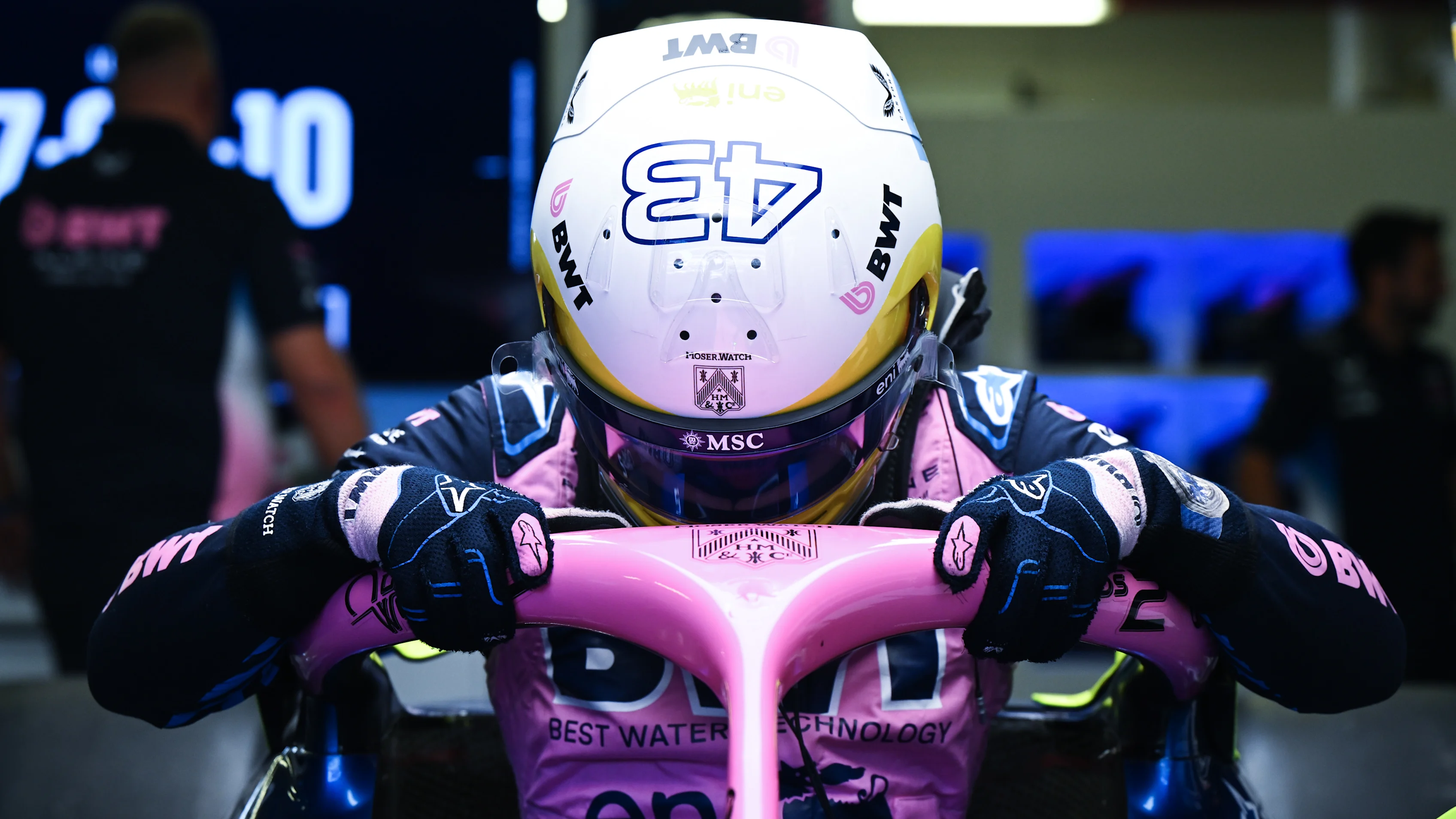 MEXICO CITY, MEXICO - OCTOBER 23: Franco Colapinto of Argentina and Alpine F1 has a seat fit in the