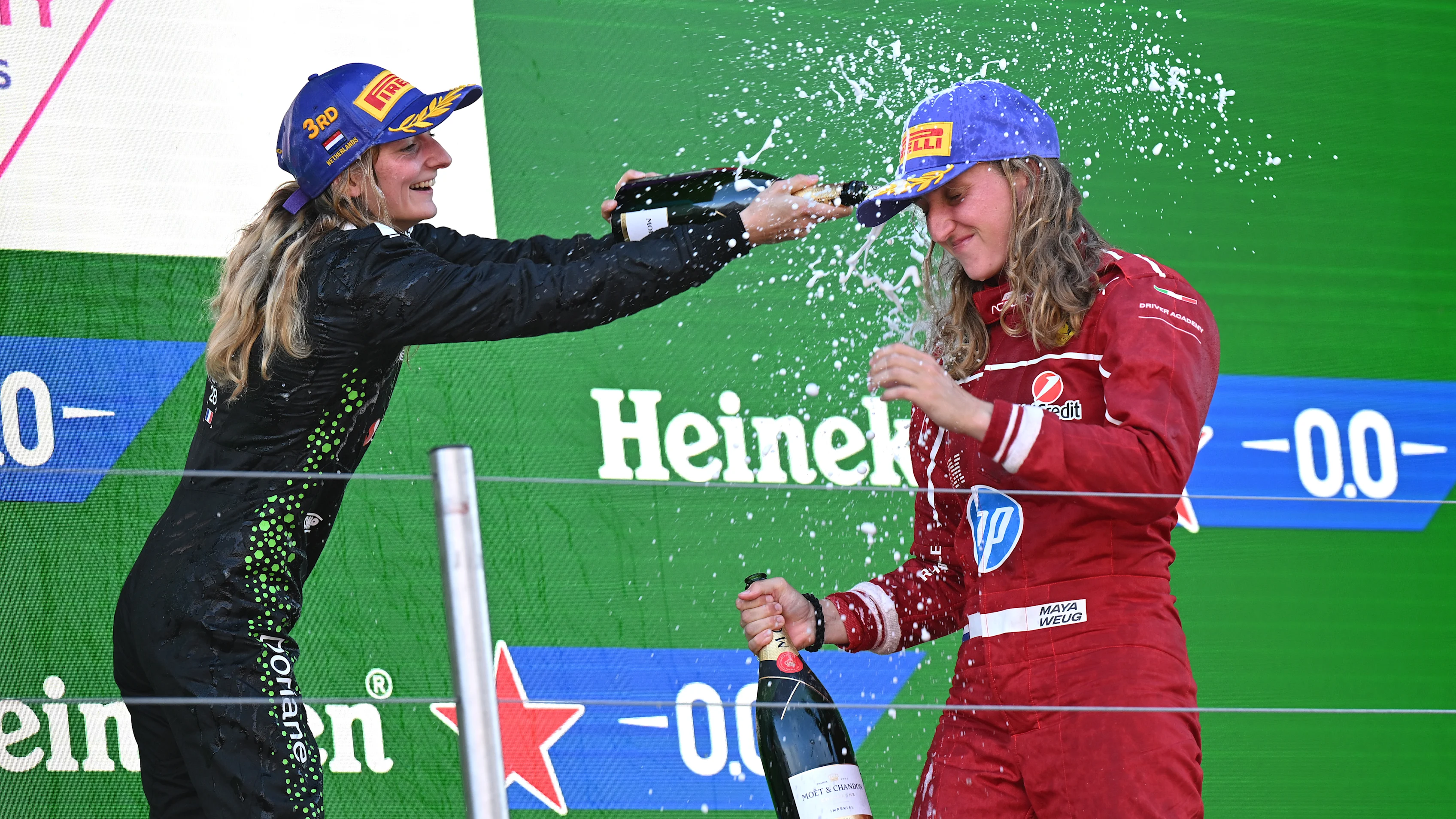 ZANDVOORT, NETHERLANDS - AUGUST 31: Third placed Doriane Pin of France and PREMA Racing (28) and
