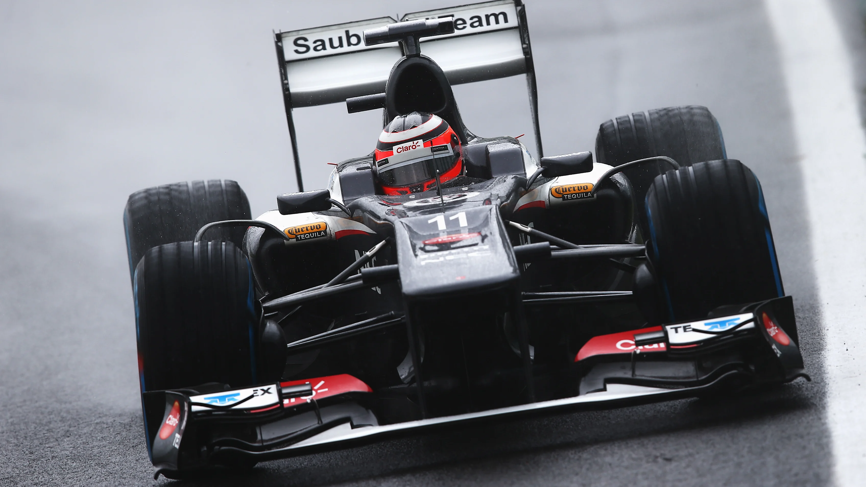 SAO PAULO, BRAZIL - NOVEMBER 23: Nico Hulkenberg of Germany and Sauber F1 drives during the final