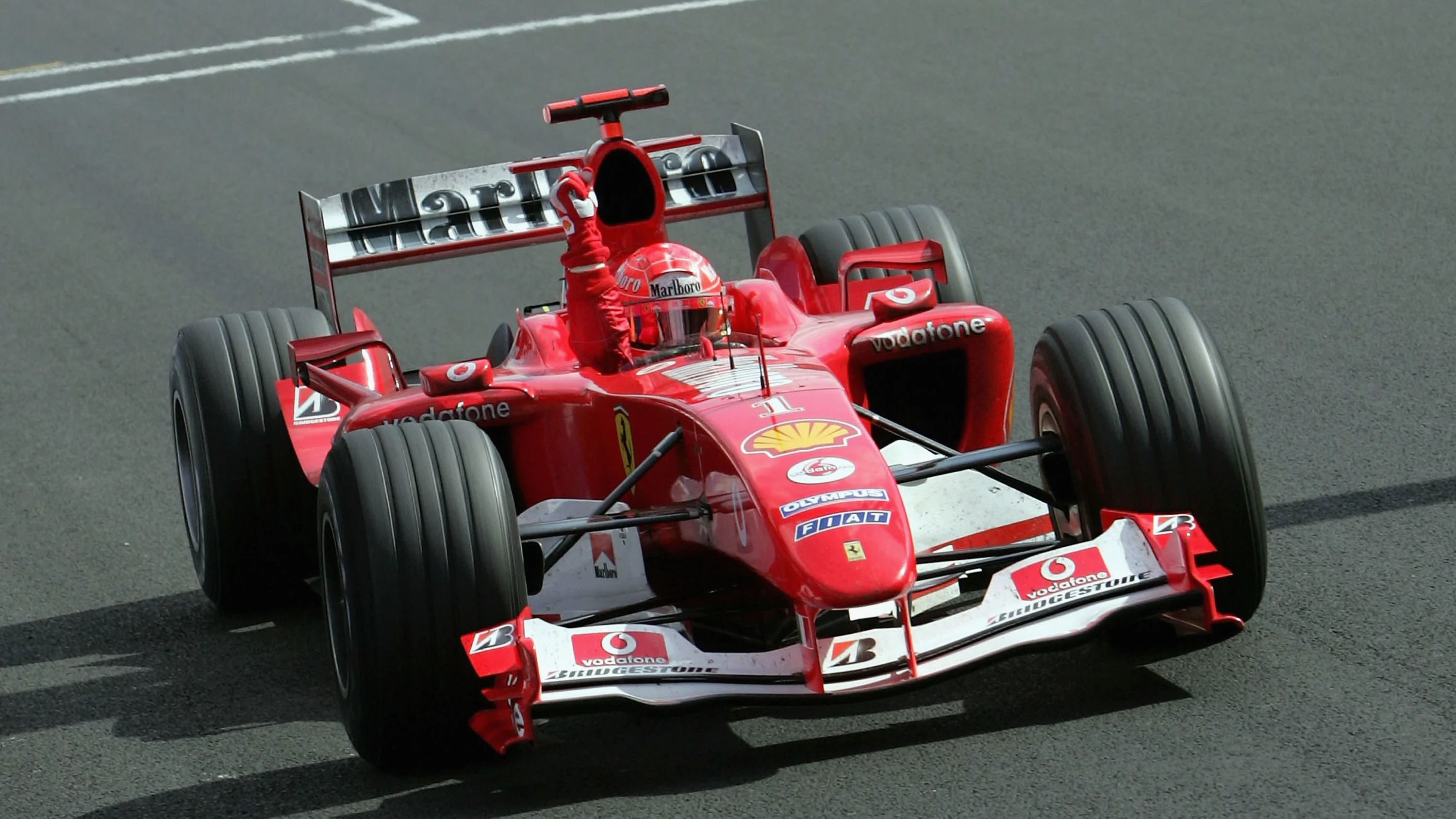 SPA FRANCORCHAMPS, BELGIUM - AUGUST 29: Michael Schumacher of Germany and Ferrari celebrates as he