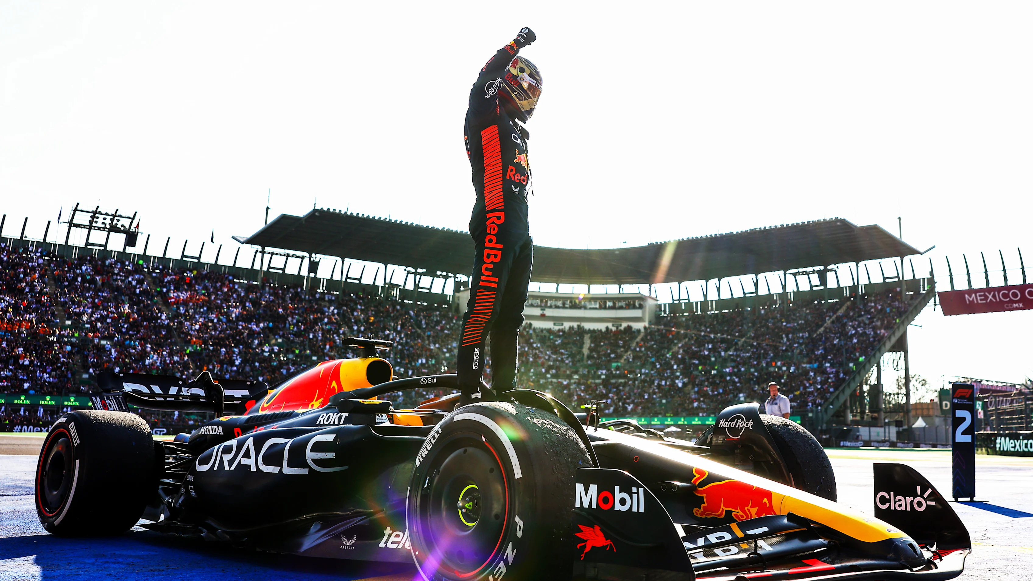 MEXICO CITY, MEXICO - OCTOBER 29: Race winner Max Verstappen of the Netherlands and Oracle Red Bull