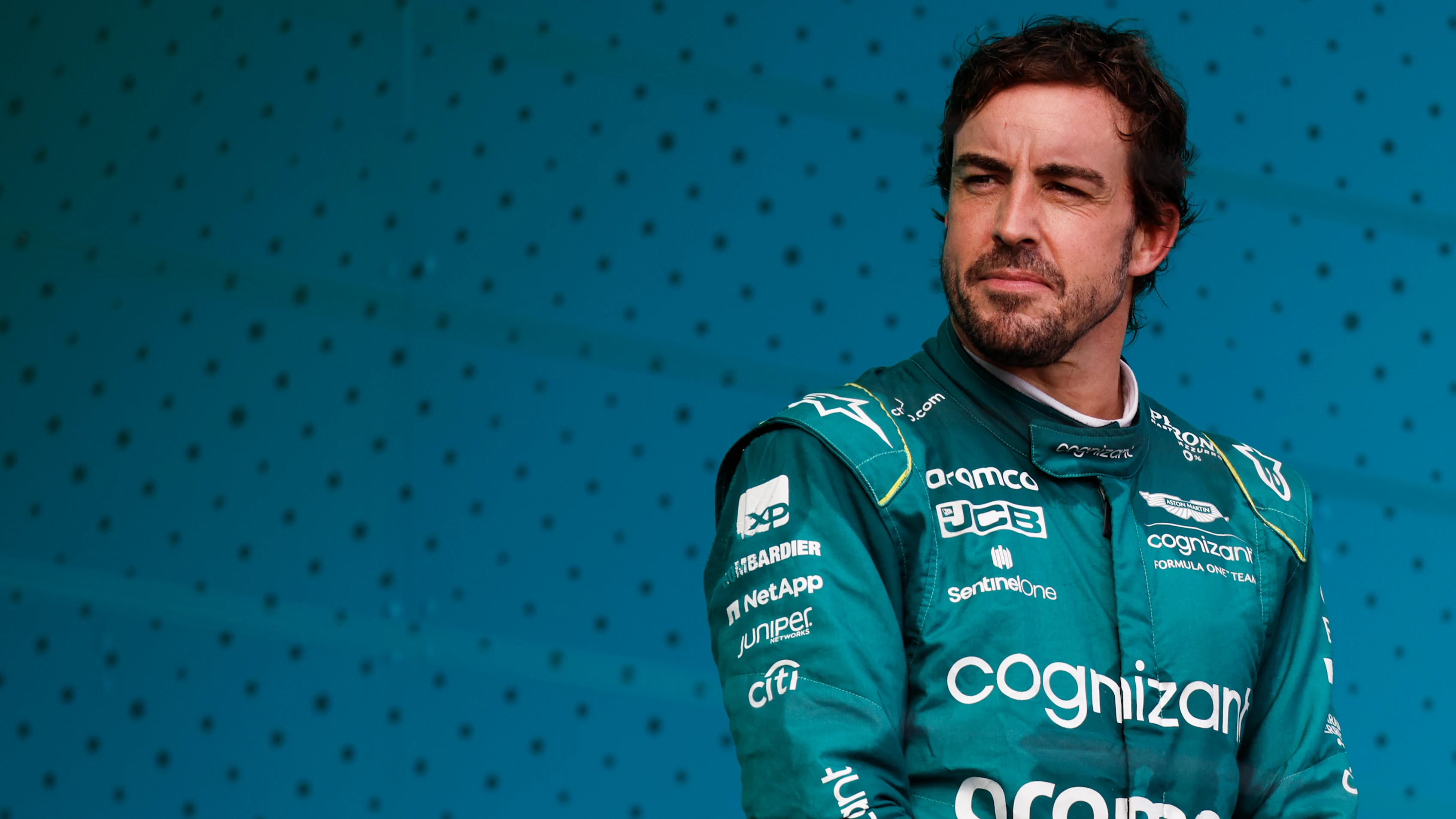 BAKU, AZERBAIJAN - APRIL 27: Fernando Alonso of Spain and Aston Martin F1 Team looks on in the