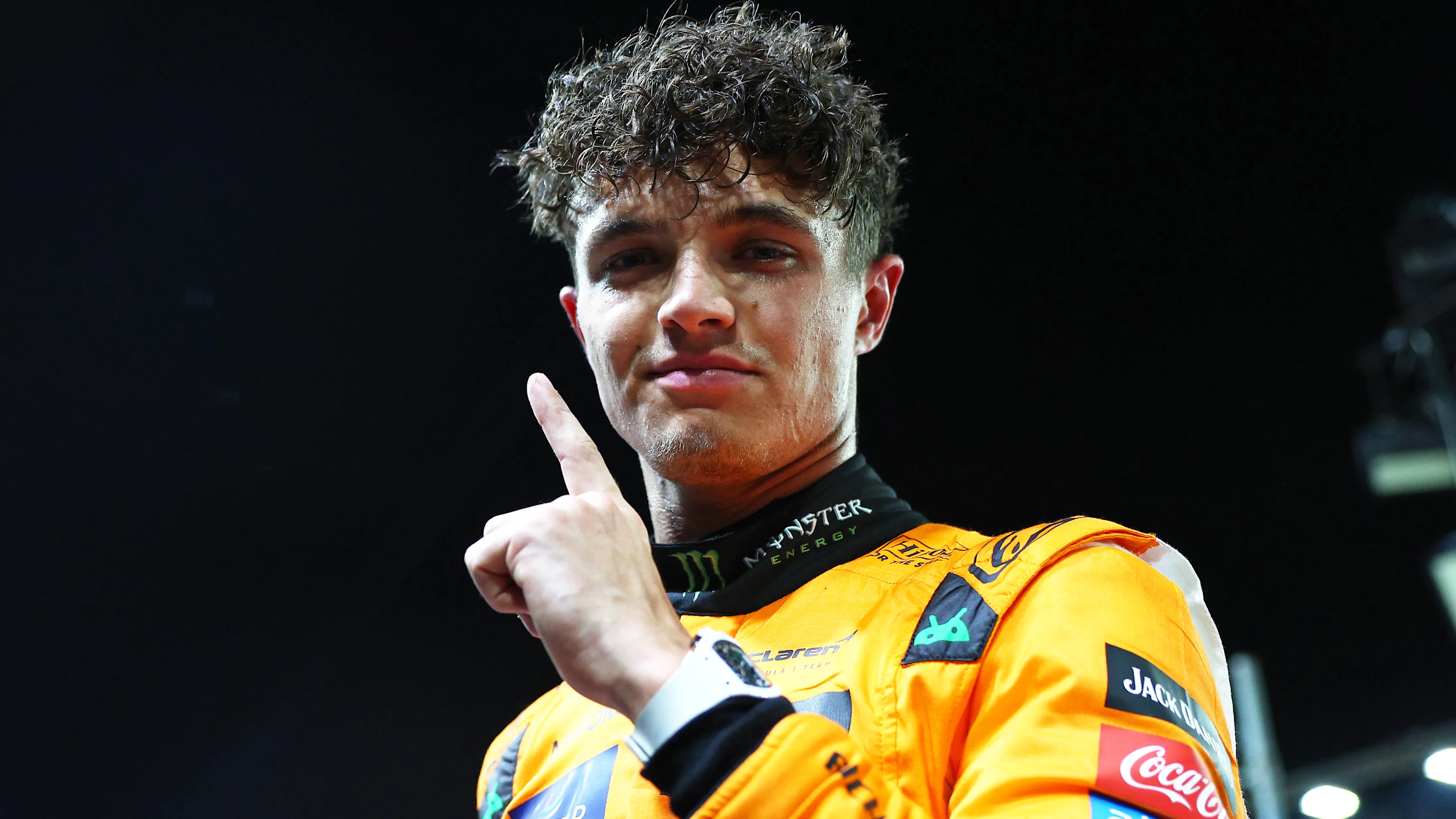 SINGAPORE, SINGAPORE - SEPTEMBER 21: Pole position qualifier Lando Norris of Great Britain and