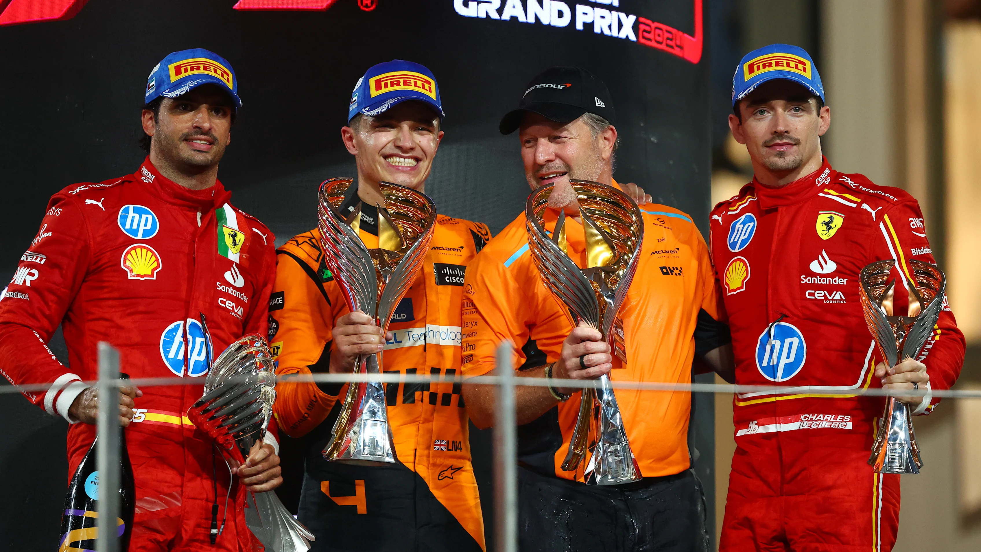 ABU DHABI, UNITED ARAB EMIRATES - DECEMBER 08: Race winner Lando Norris of Great Britain and