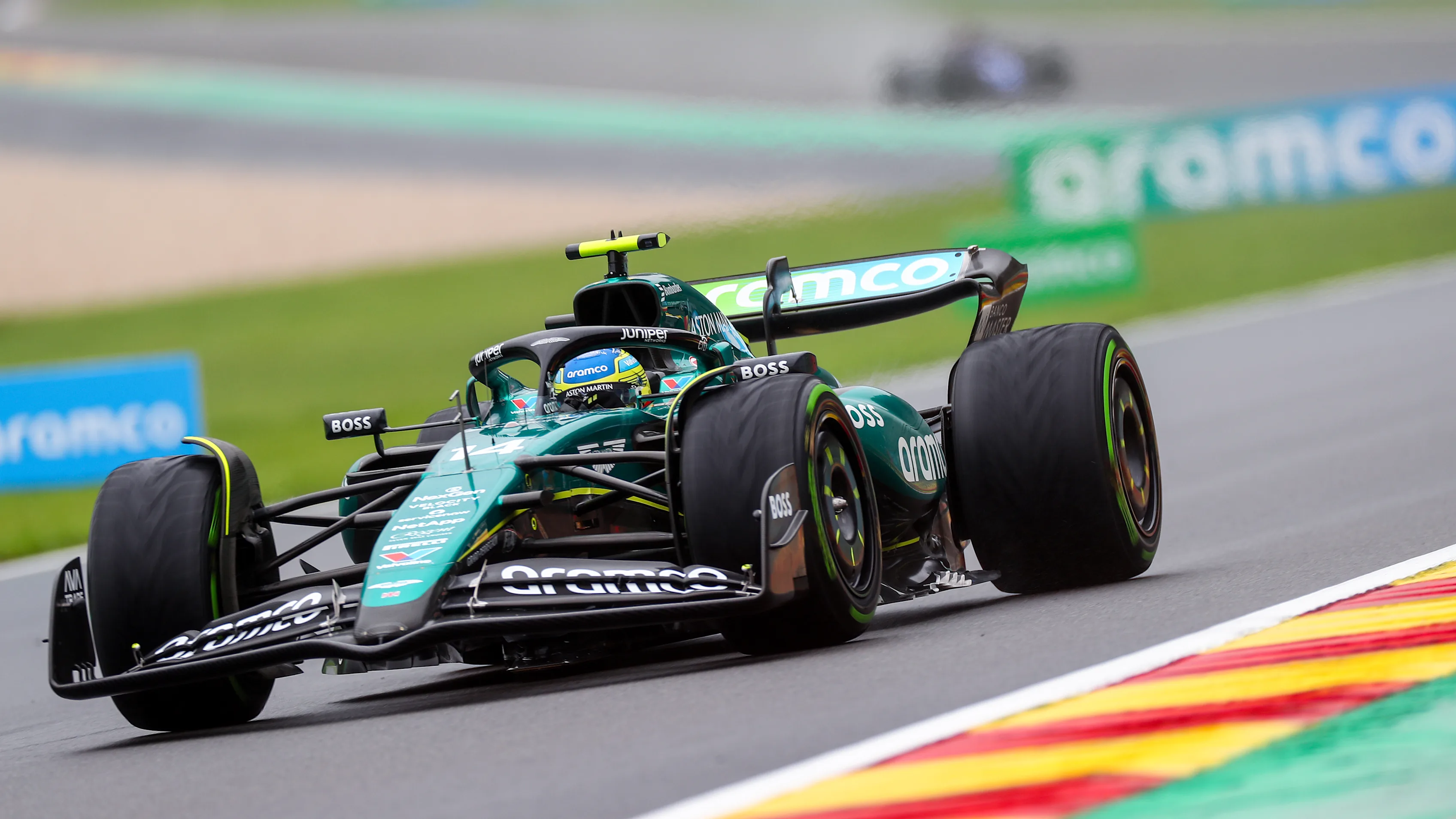 SPA, BELGIUM - JULY 27: Fernando Alonso of Aston Martin and Spain during qualifying ahead of the