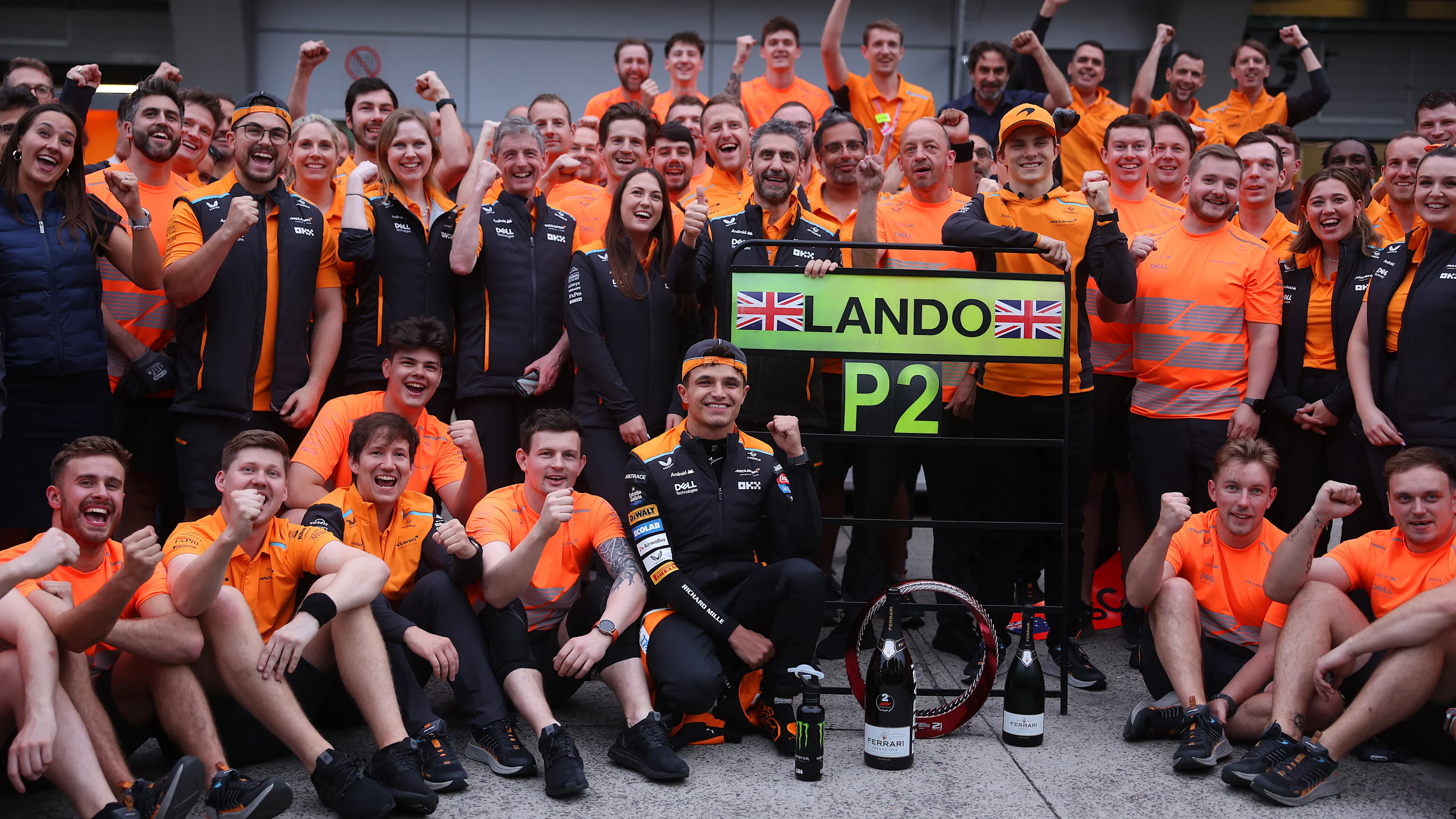 SHANGHAI, CHINA - APRIL 21: Second placed Lando Norris of Great Britain and McLaren celebrates with
