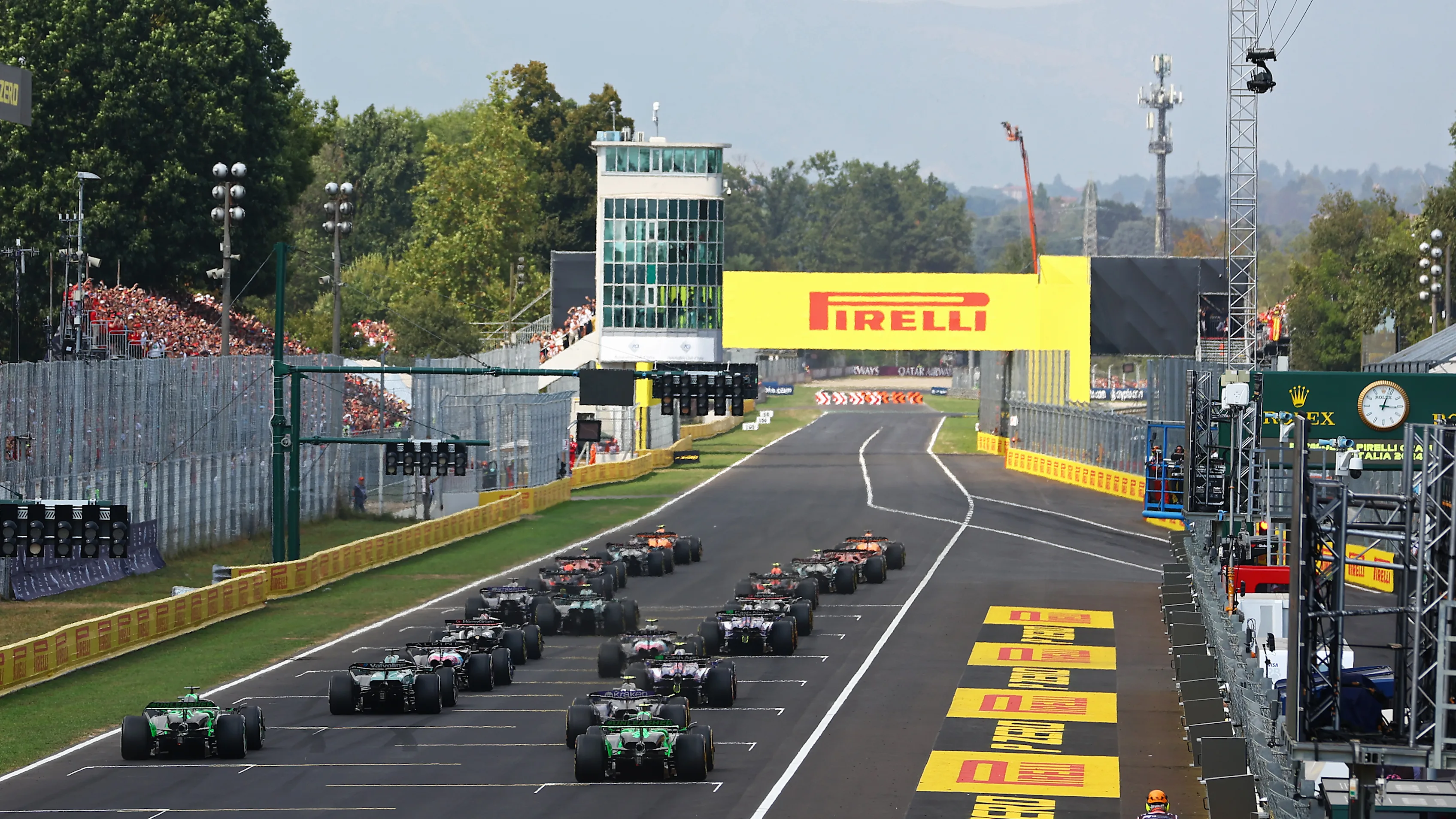 MONZA, ITALY - SEPTEMBER 01: A rear view of the start during the F1 Grand Prix of Italy at