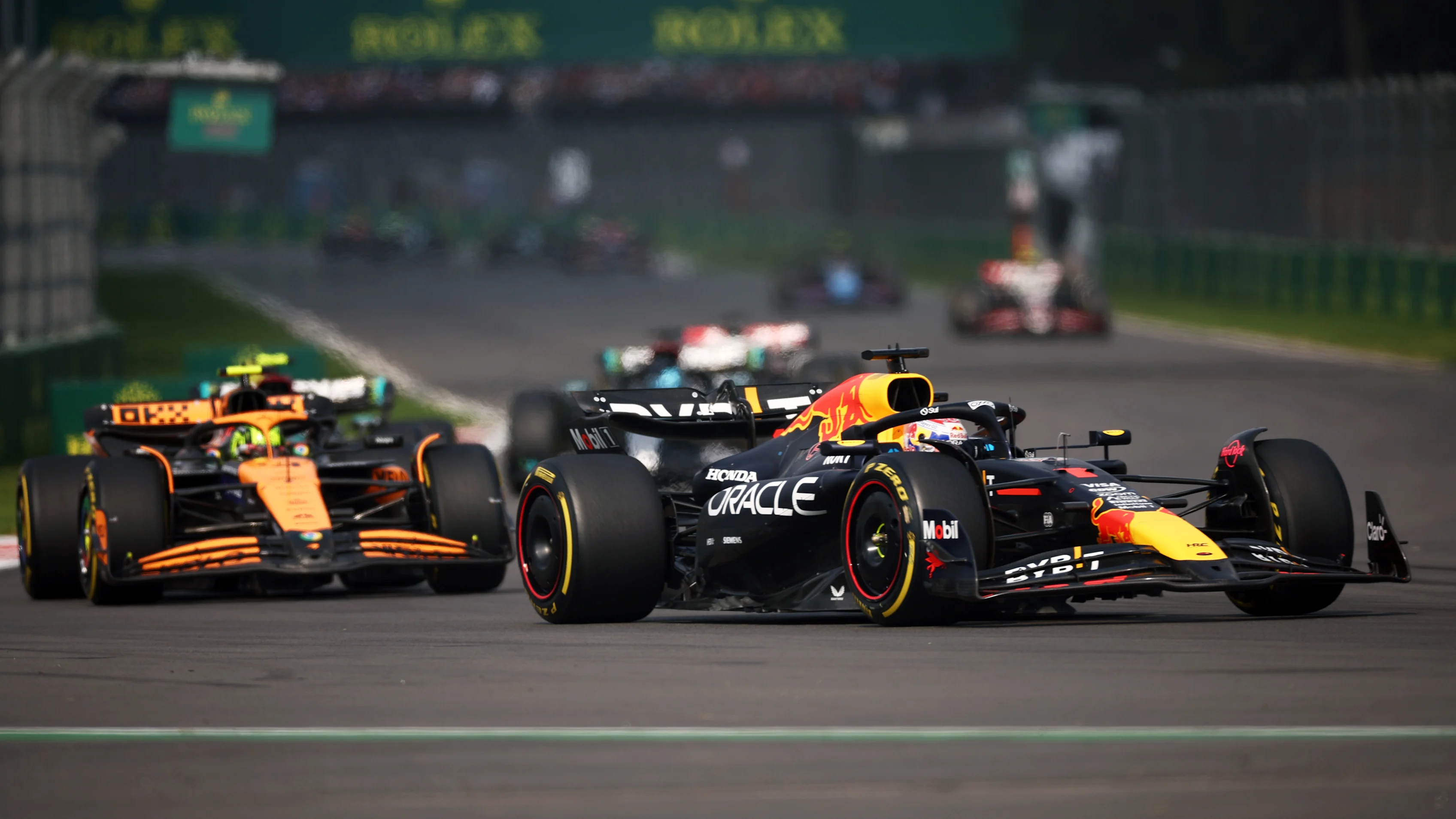 MEXICO CITY, MEXICO - OCTOBER 27: Max Verstappen of the Netherlands driving the (1) Oracle Red Bull