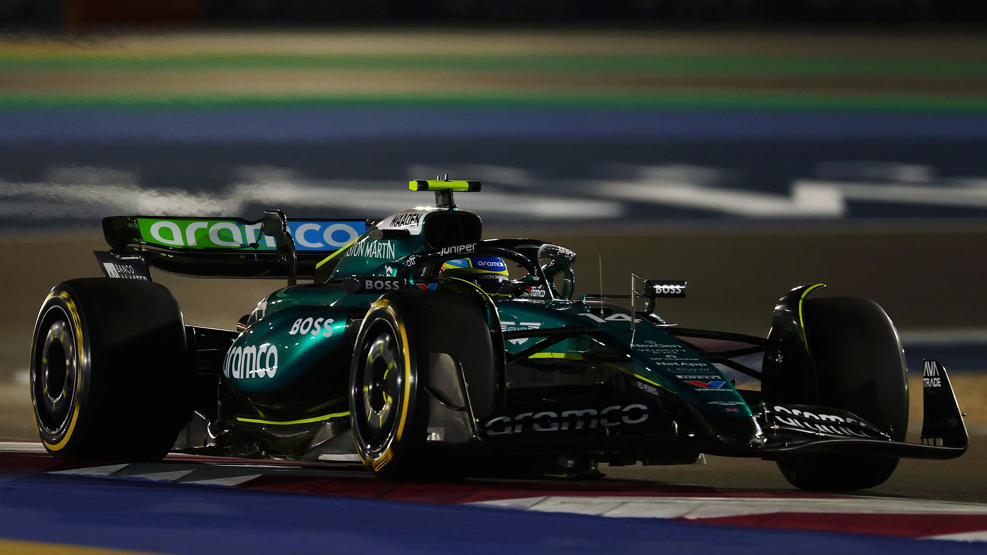 LUSAIL CITY, QATAR - NOVEMBER 29: Fernando Alonso of Spain driving the (14) Aston Martin AMR24