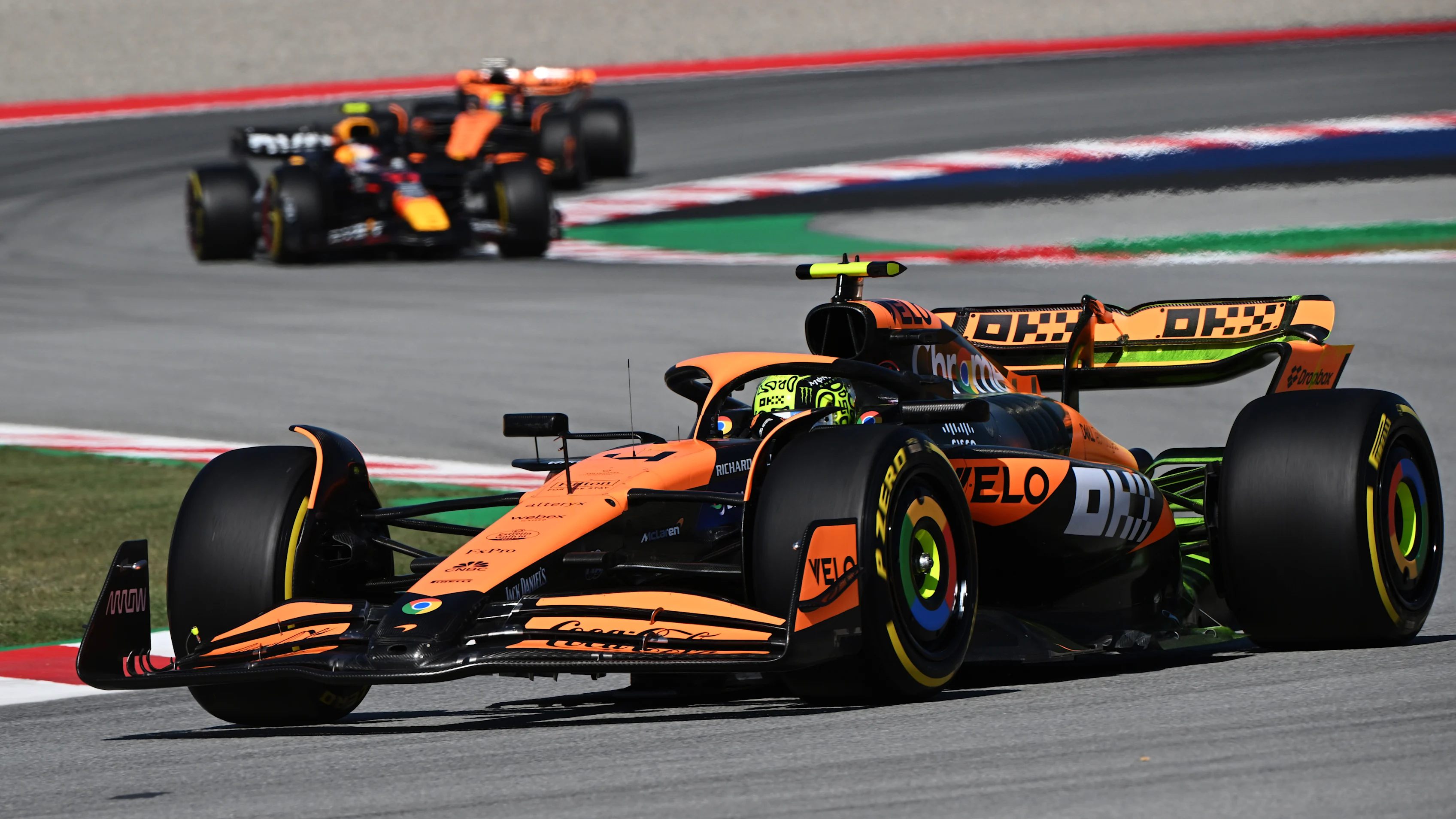 BARCELONA, SPAIN - JUNE 21: Lando Norris of Great Britain driving the (4) McLaren MCL38 Mercedes on