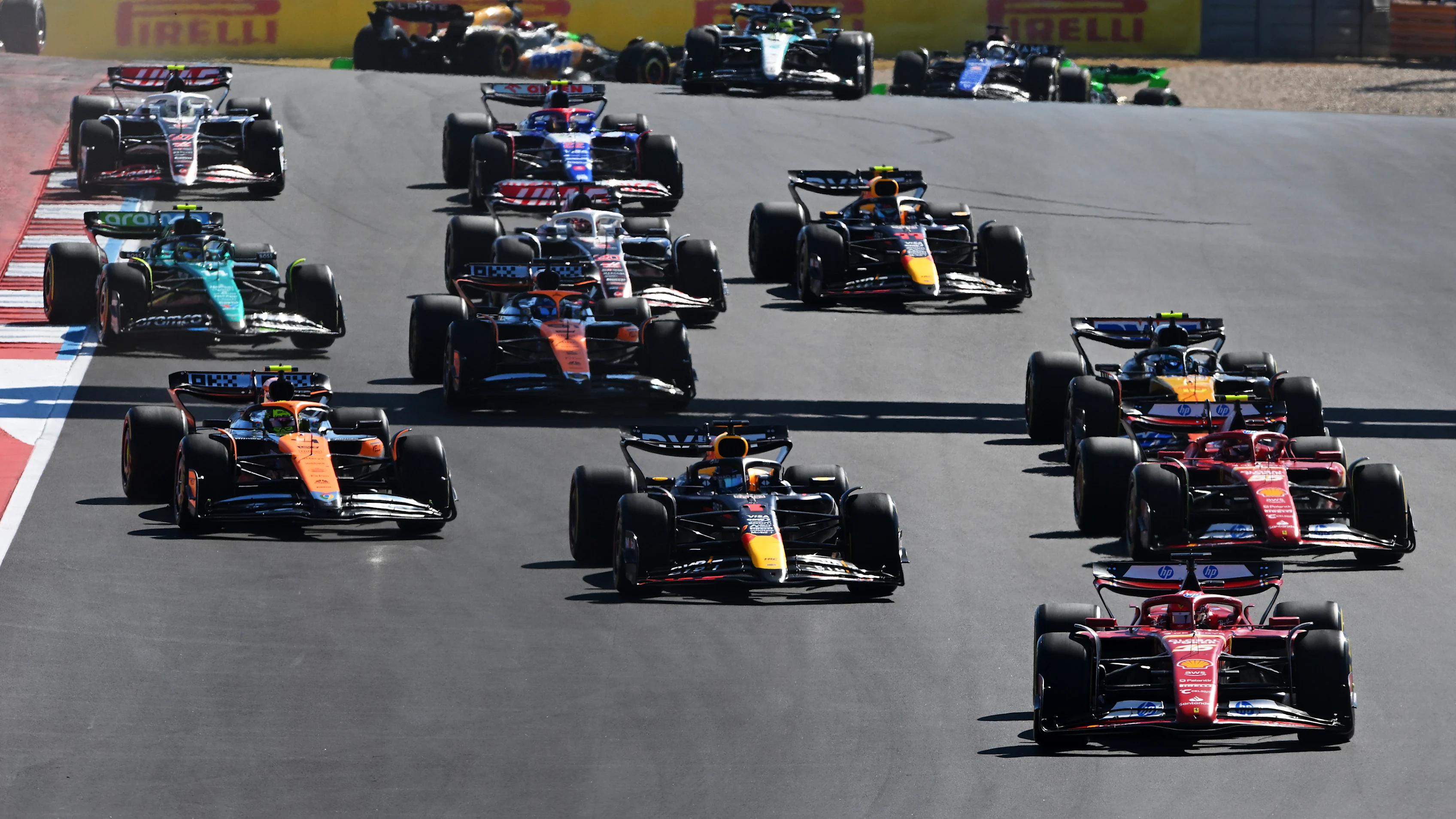AUSTIN, TEXAS - OCTOBER 20: Charles Leclerc of Monaco driving the (16) Ferrari SF-24 leads Max