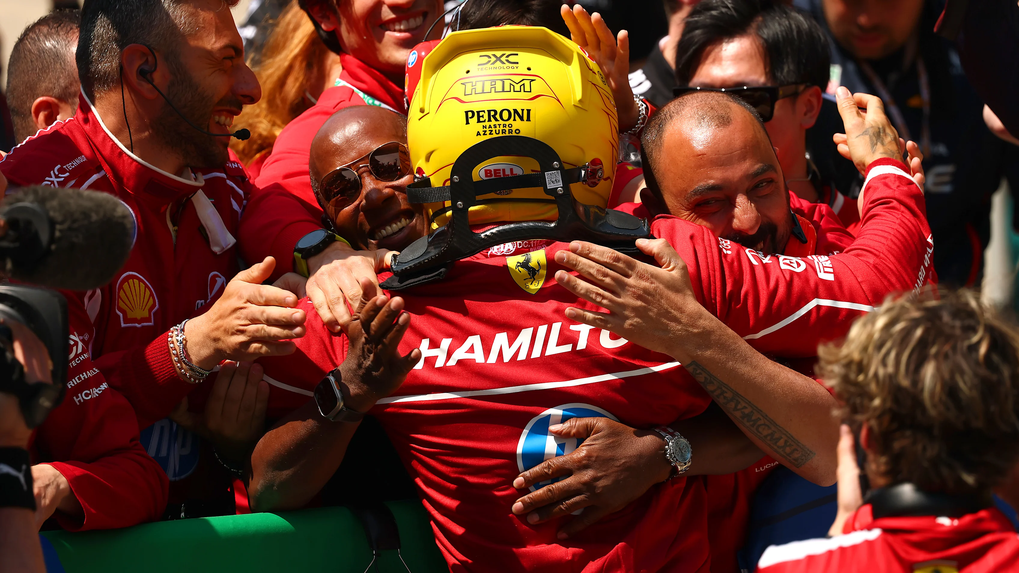 SHANGHAI, CHINA - MARCH 22: Sprint winner Lewis Hamilton of Great Britain and Scuderia Ferrari