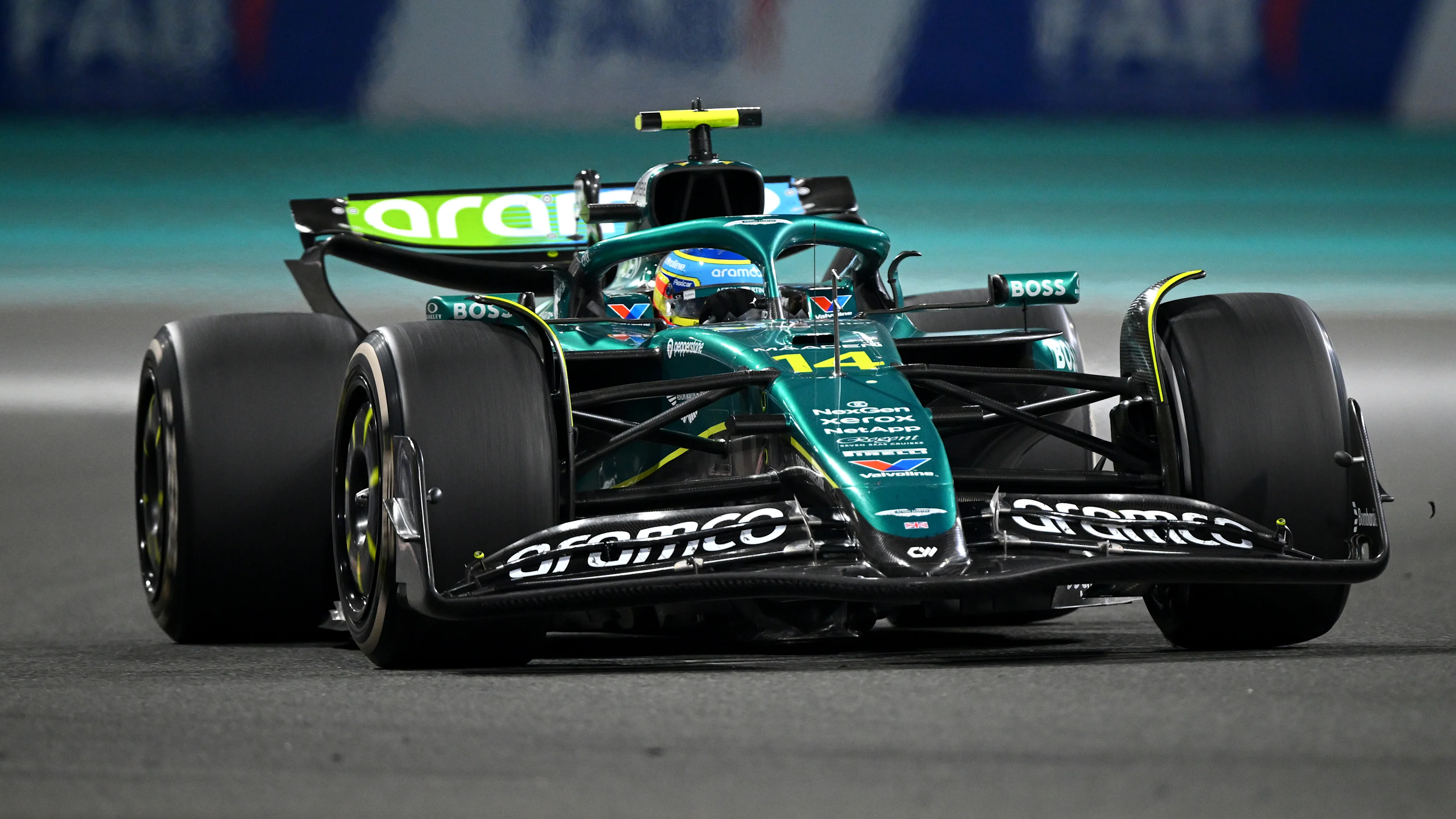 ABU DHABI, UNITED ARAB EMIRATES - DECEMBER 07: Fernando Alonso of Spain driving the (14) Aston