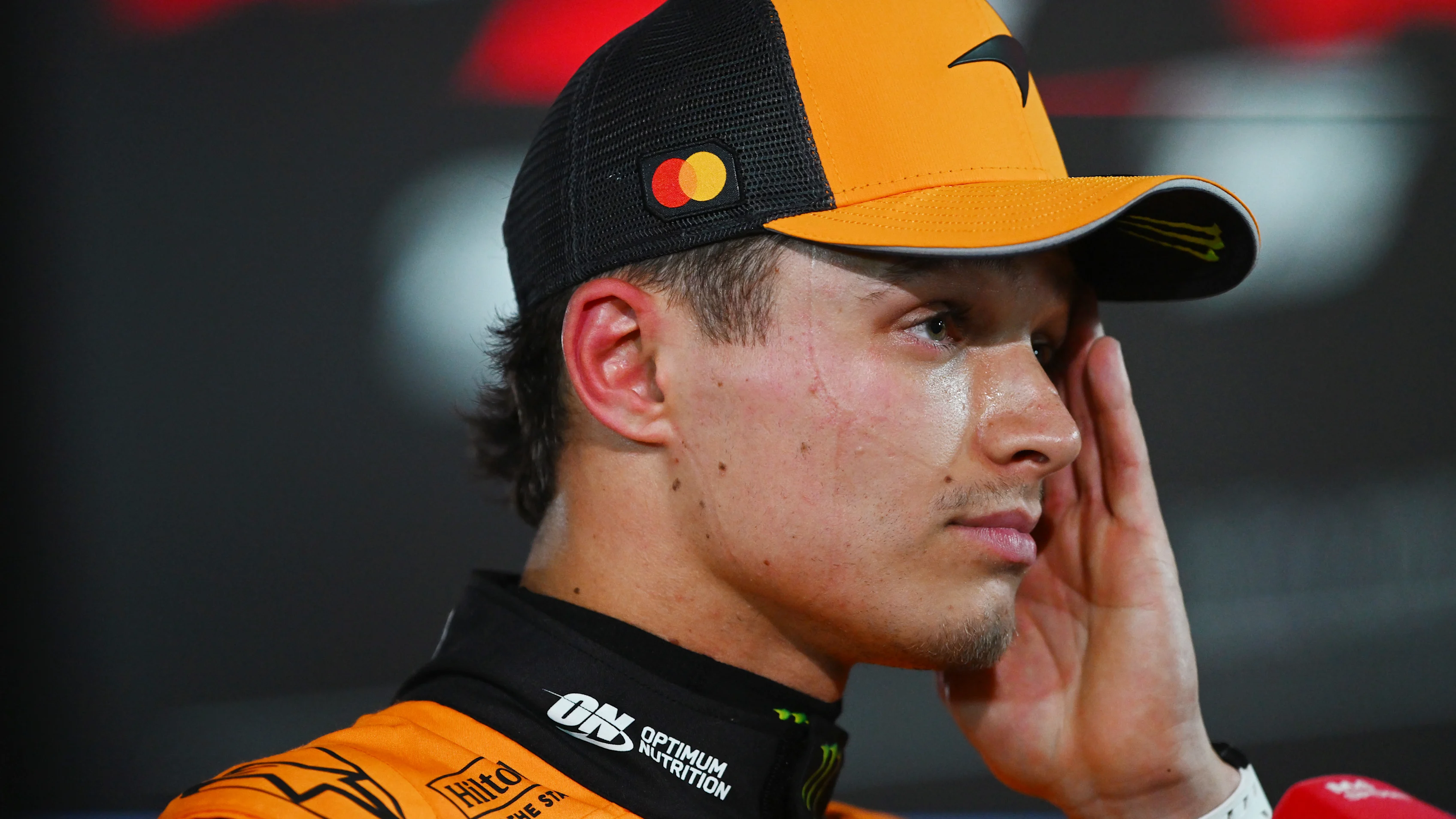 BAHRAIN, BAHRAIN - APRIL 12: Sixth placed qualifier Lando Norris of Great Britain and McLaren looks