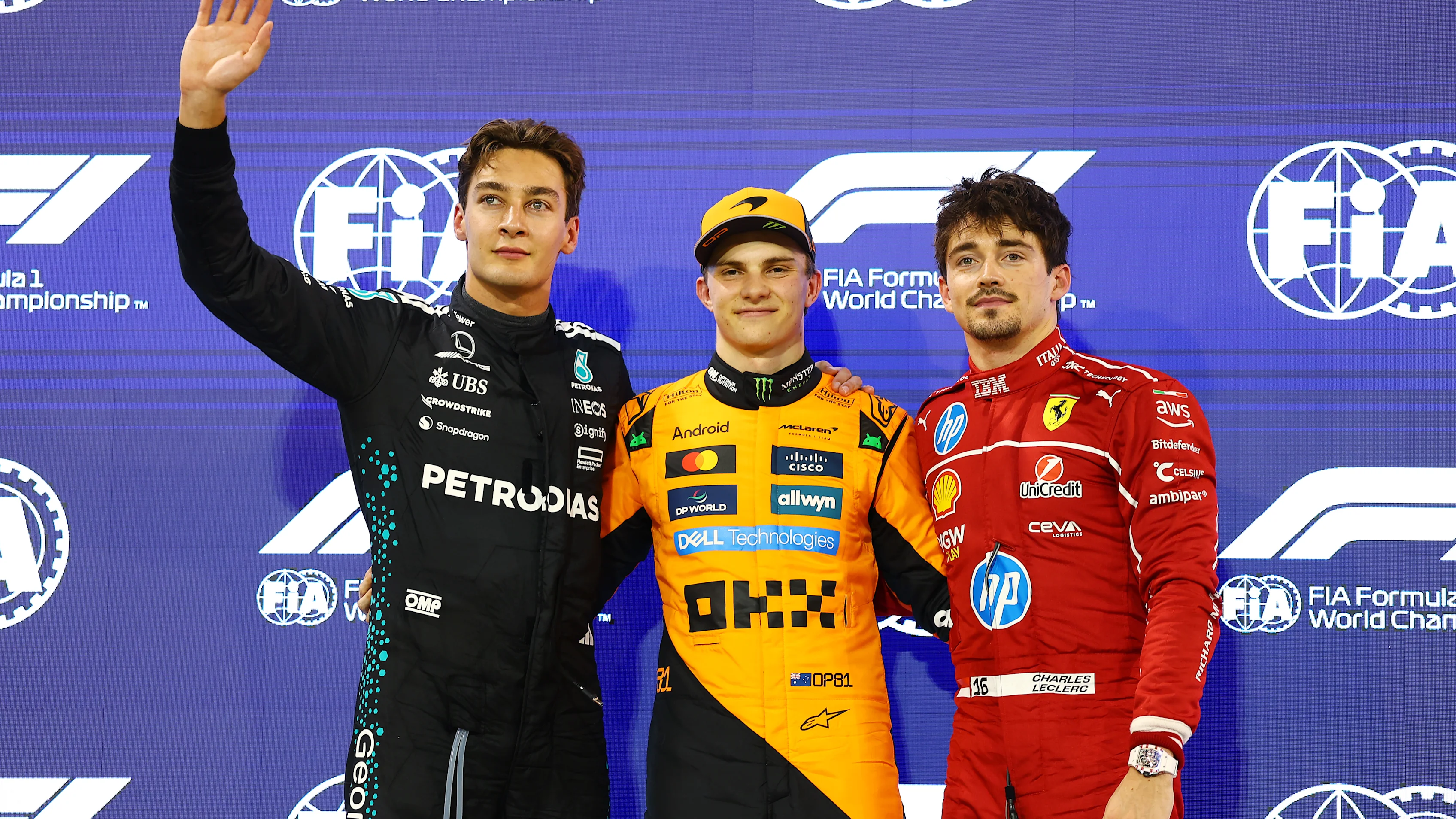 BAHRAIN, BAHRAIN - APRIL 12: Pole position qualifier Oscar Piastri of Australia and McLaren Second