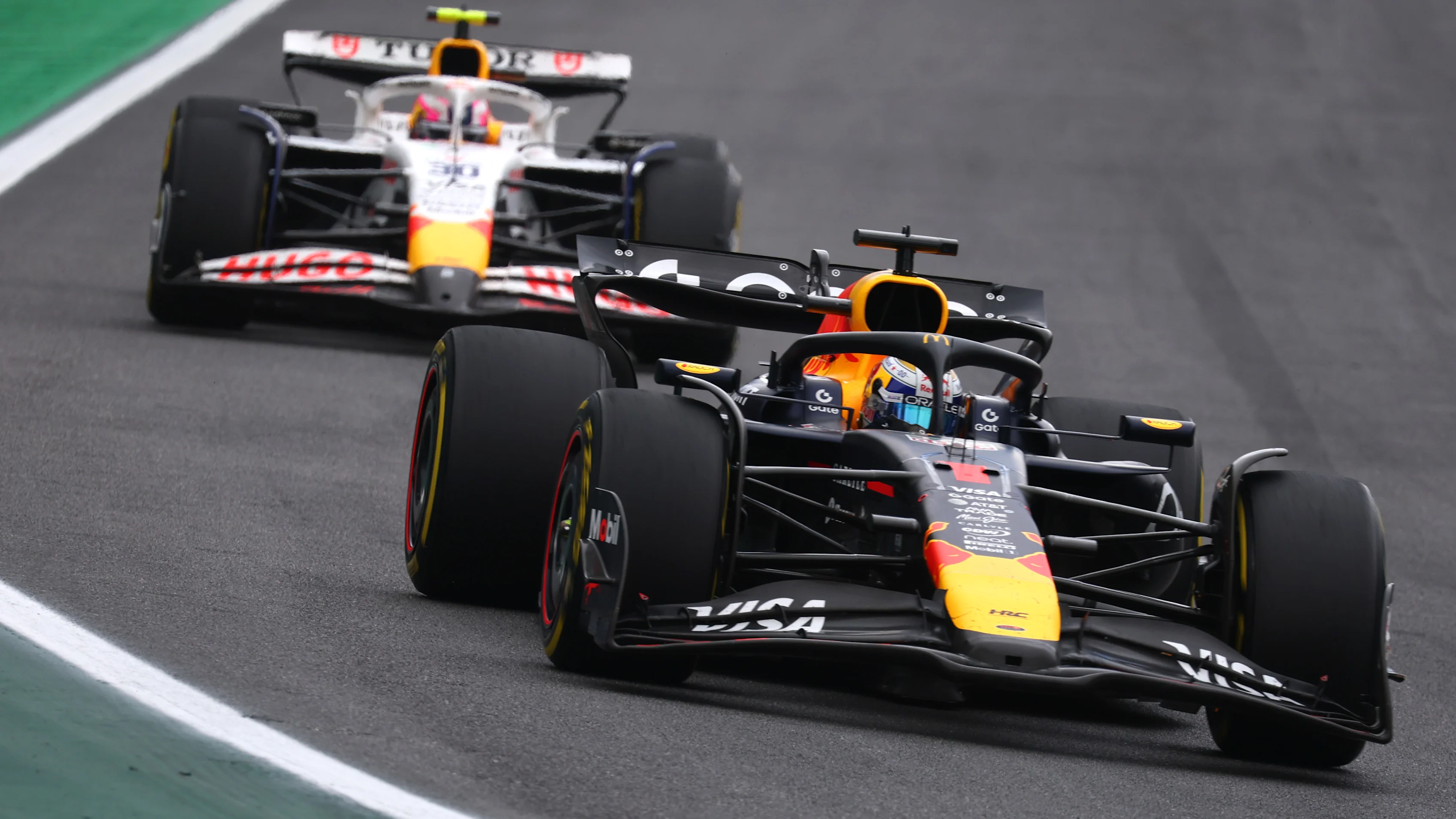 SAO PAULO, BRAZIL - NOVEMBER 09: Max Verstappen of the Netherlands driving the (1) Oracle Red Bull
