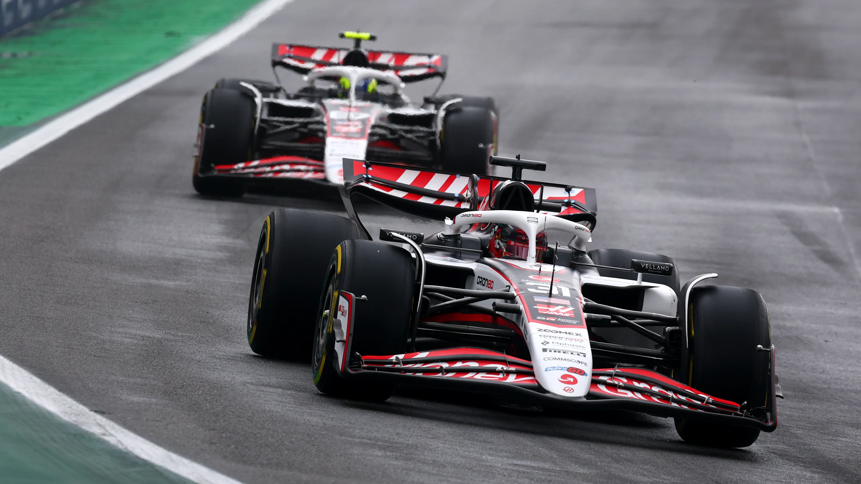 SAO PAULO, BRAZIL - NOVEMBER 08: Esteban Ocon of France driving the (31) Haas F1 VF-25 Ferrari