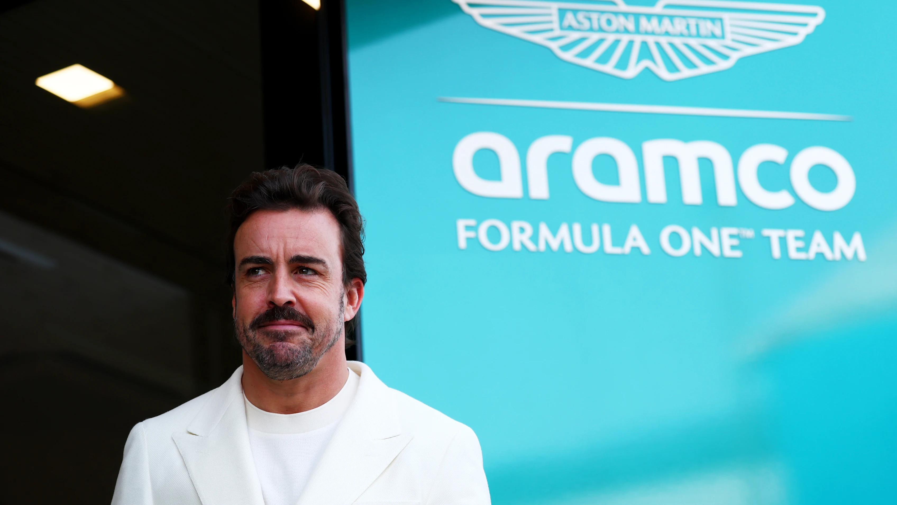 NORTHAMPTON, ENGLAND - JULY 03: Fernando Alonso of Spain and Aston Martin F1 Team arrives in the