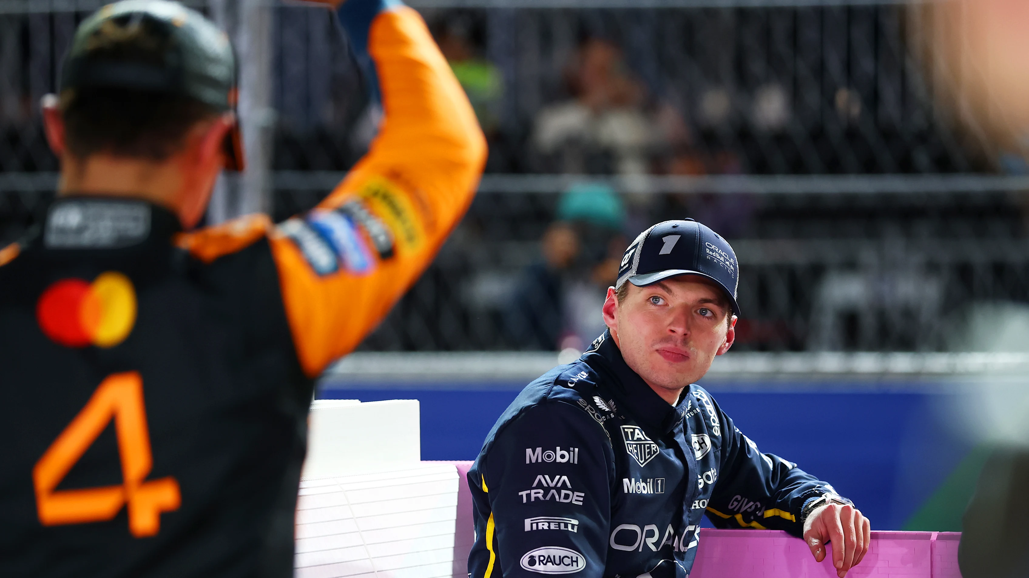 LAS VEGAS, NEVADA - NOVEMBER 22: Race winner Max Verstappen of the Netherlands and Oracle Red Bull