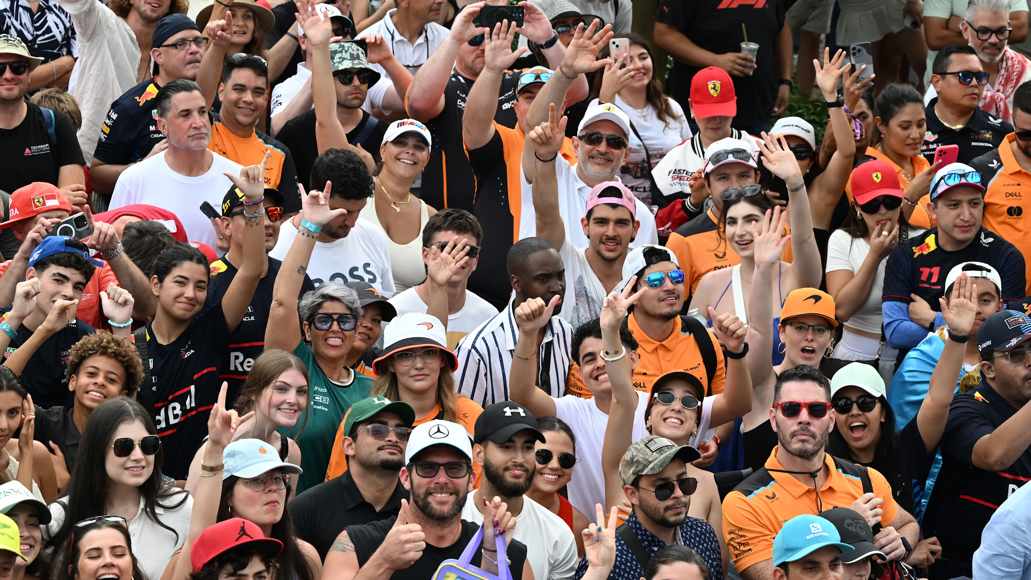 MIAMI, FLORIDA - MAY 04: Fans show their support during the F1 Grand Prix of Miami at Miami