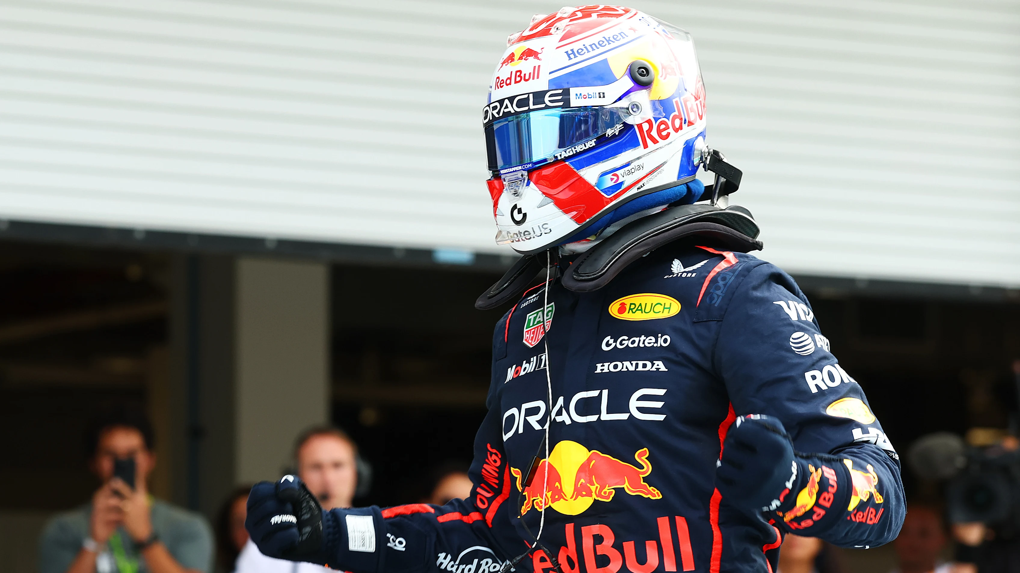 MIAMI, FLORIDA - MAY 03: Pole position qualifier Max Verstappen of the Netherlands and Oracle Red