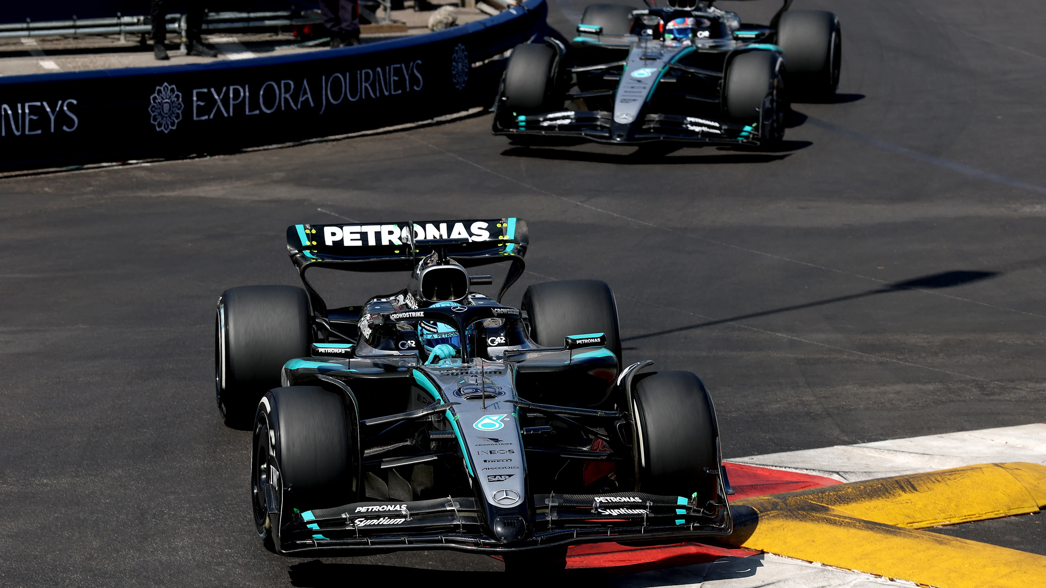 MONTE-CARLO, MONACO - MAY 25: George Russell of Great Britain driving the (63) Mercedes AMG