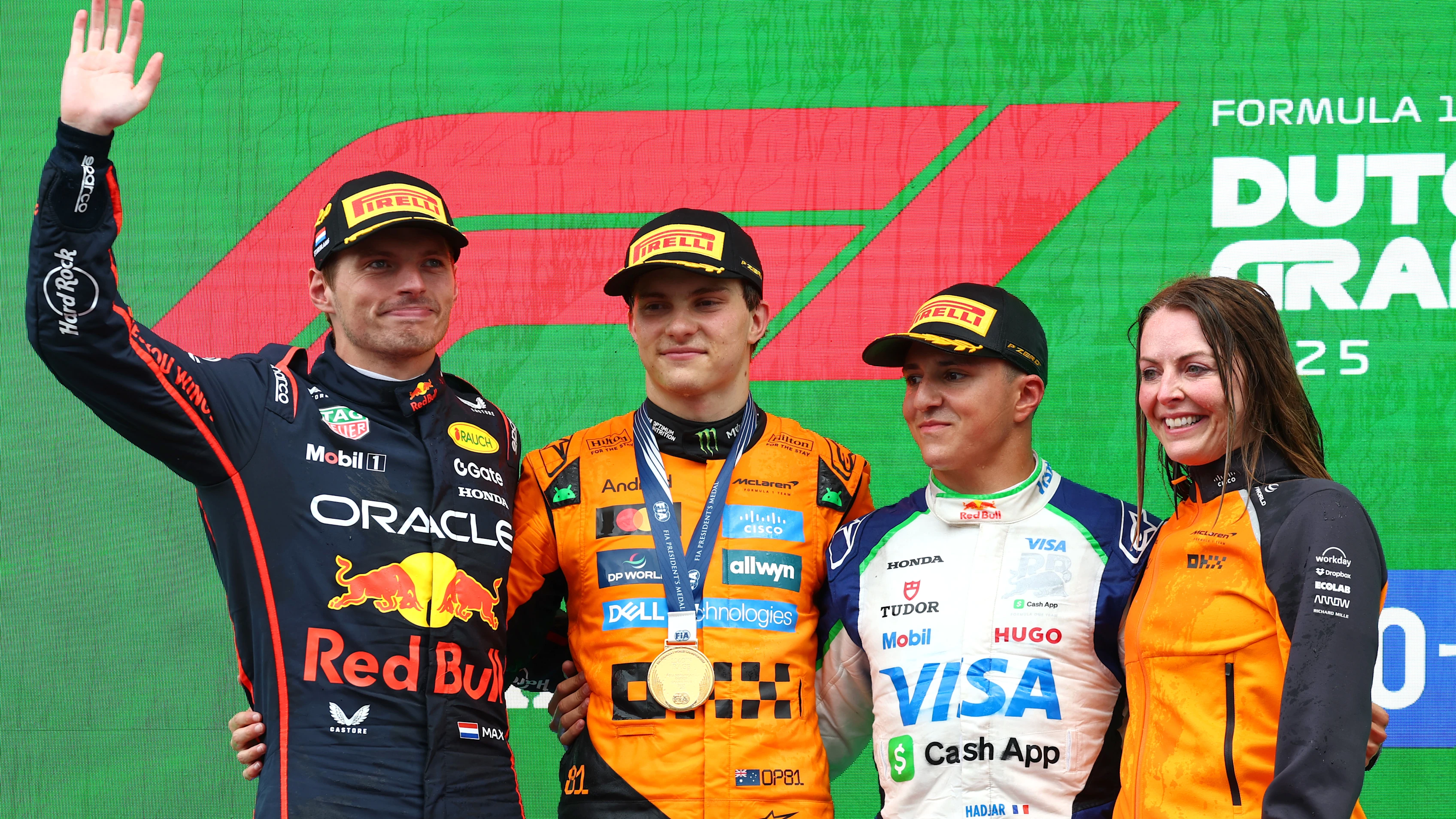 ZANDVOORT, NETHERLANDS - AUGUST 31: Race winner Oscar Piastri of Australia and McLaren Second
