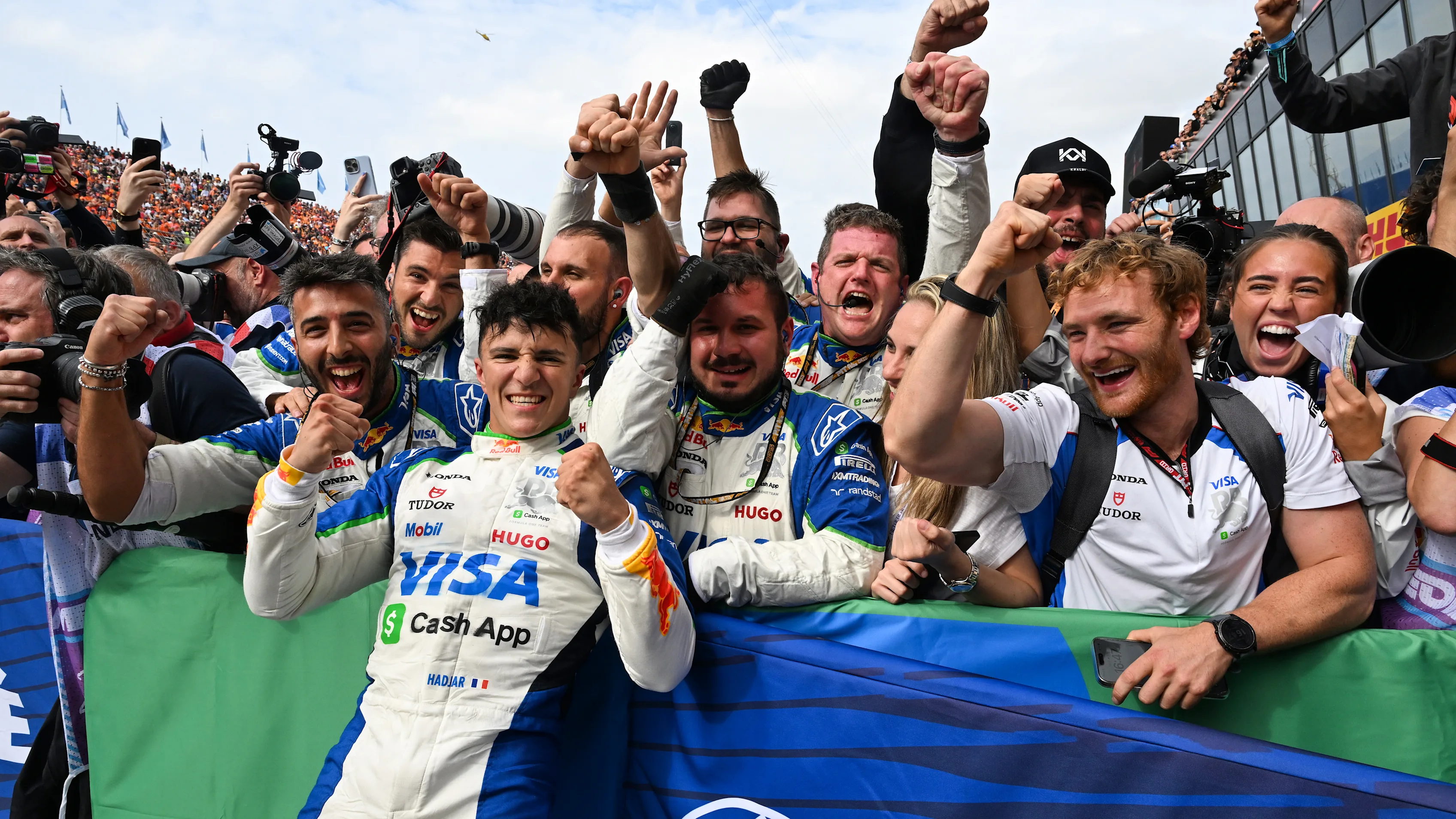 ZANDVOORT, NETHERLANDS - AUGUST 31: Third placed Isack Hadjar of France and Visa Cash App Racing