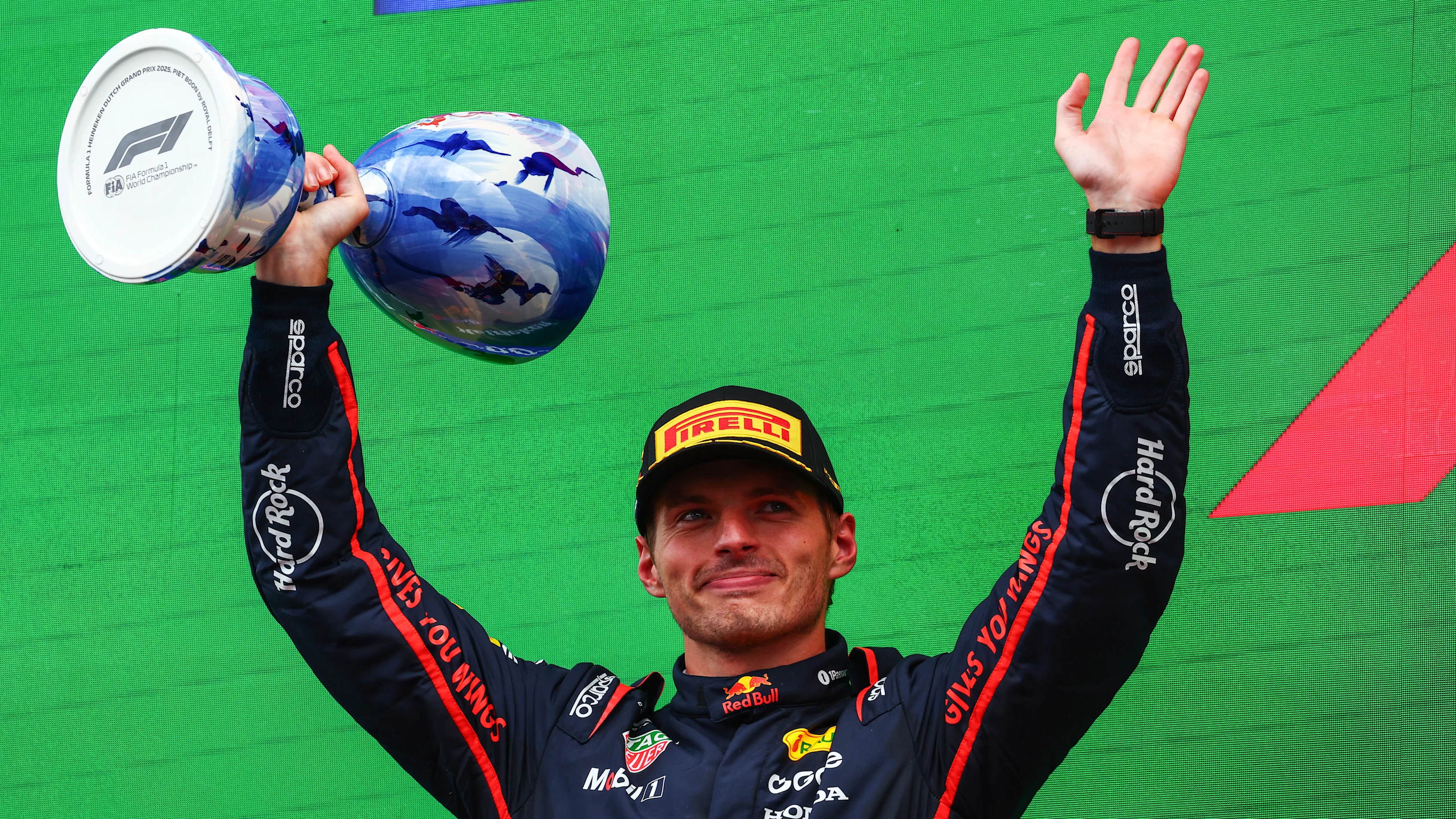 ZANDVOORT, NETHERLANDS - AUGUST 31: Second placed Max Verstappen of the Netherlands and Oracle Red