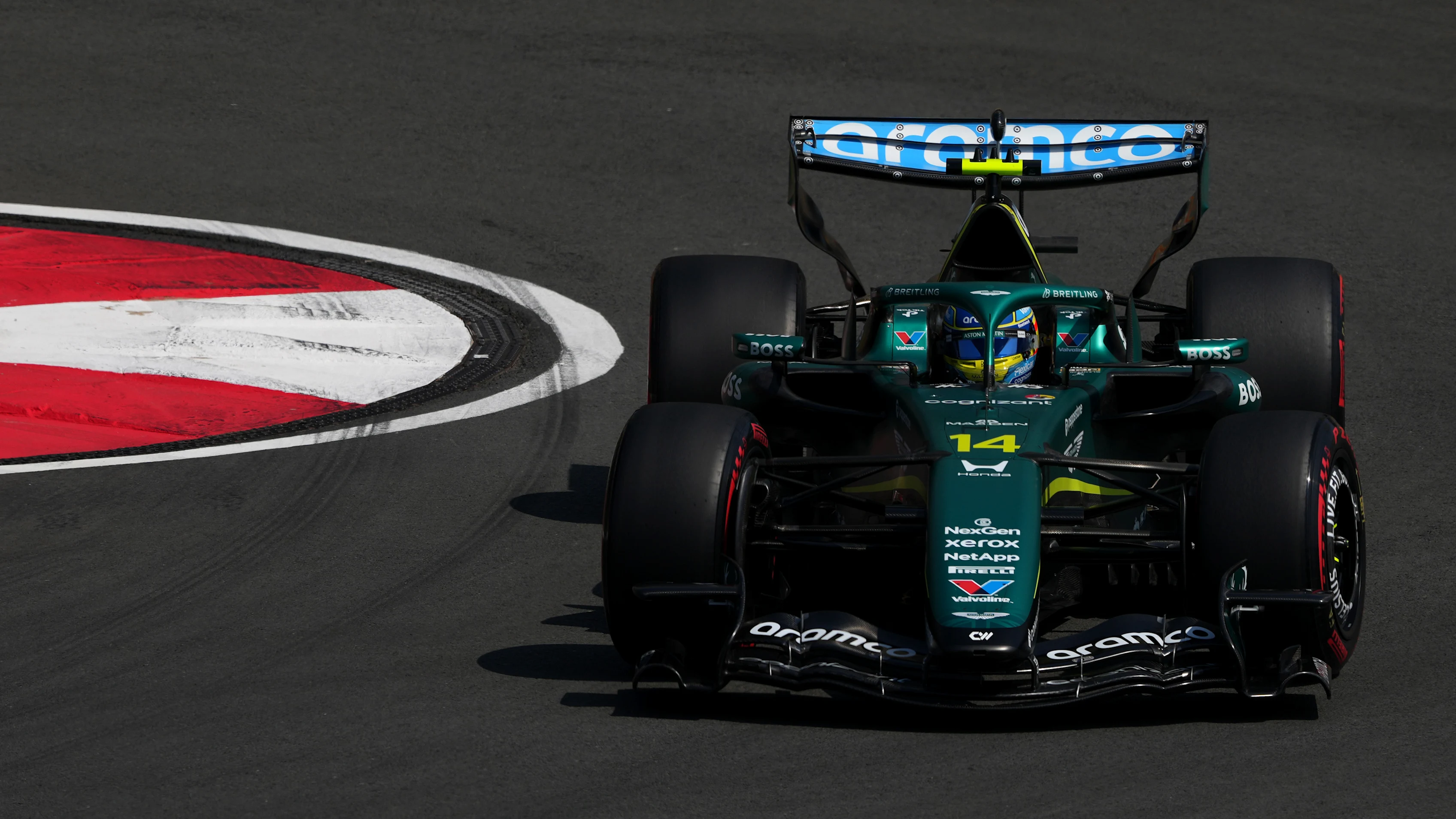 SHANGHAI, CHINA - MARCH 13: Fernando Alonso of Spain driving the (14) Aston Martin F1 Team AMR26 Honda on track during practice ahead of the F1 Grand Prix of China at Shanghai International Circuit on March 13, 2026 in Shanghai, China. (Photo by Alex Bierens de Haan/Getty Images)