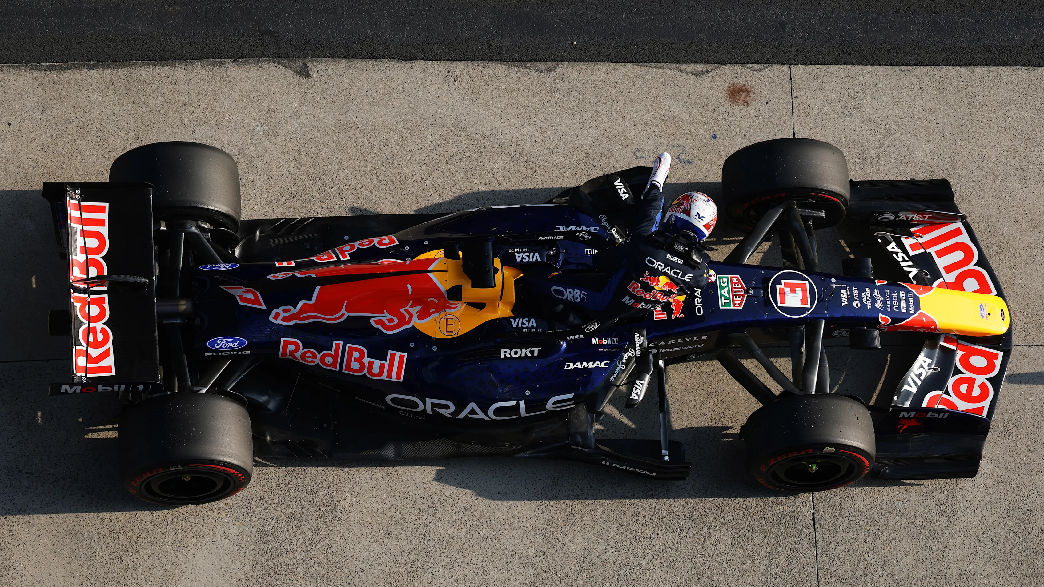 SHANGHAI, CHINA - MARCH 13: Eighth placed qualifier Max Verstappen of the Netherlands and Oracle Red Bull Racing arrives in parc ferme during Sprint qualifying ahead of the F1 Grand Prix of China at Shanghai International Circuit on March 13, 2026 in Shanghai, China. (Photo by Mark Thompson/Getty Images)