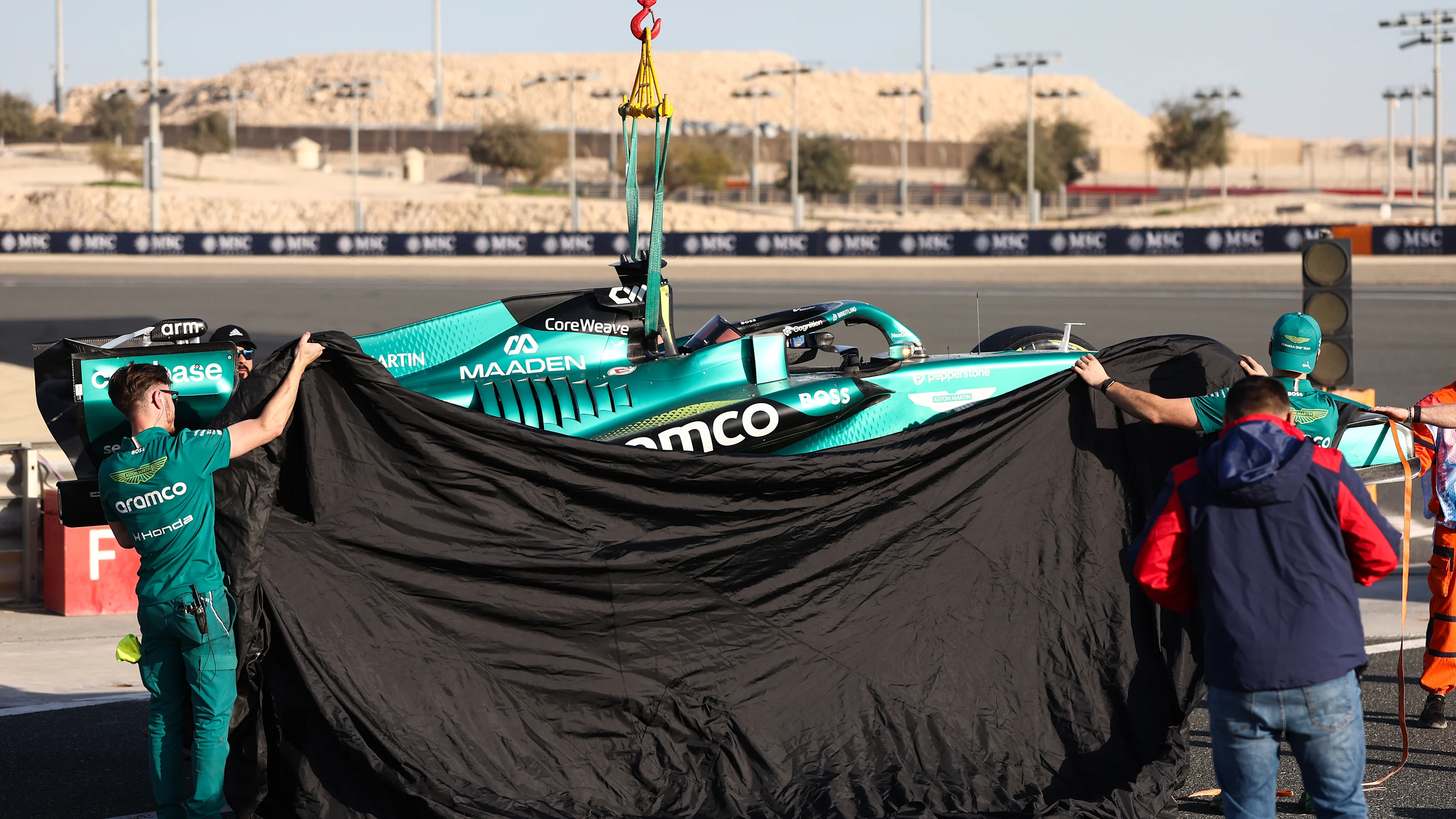 BAHRAIN, BAHRAIN - FEBRUARY 20: Lance Stroll of Canada and Aston Martin F1 Team looks on in the