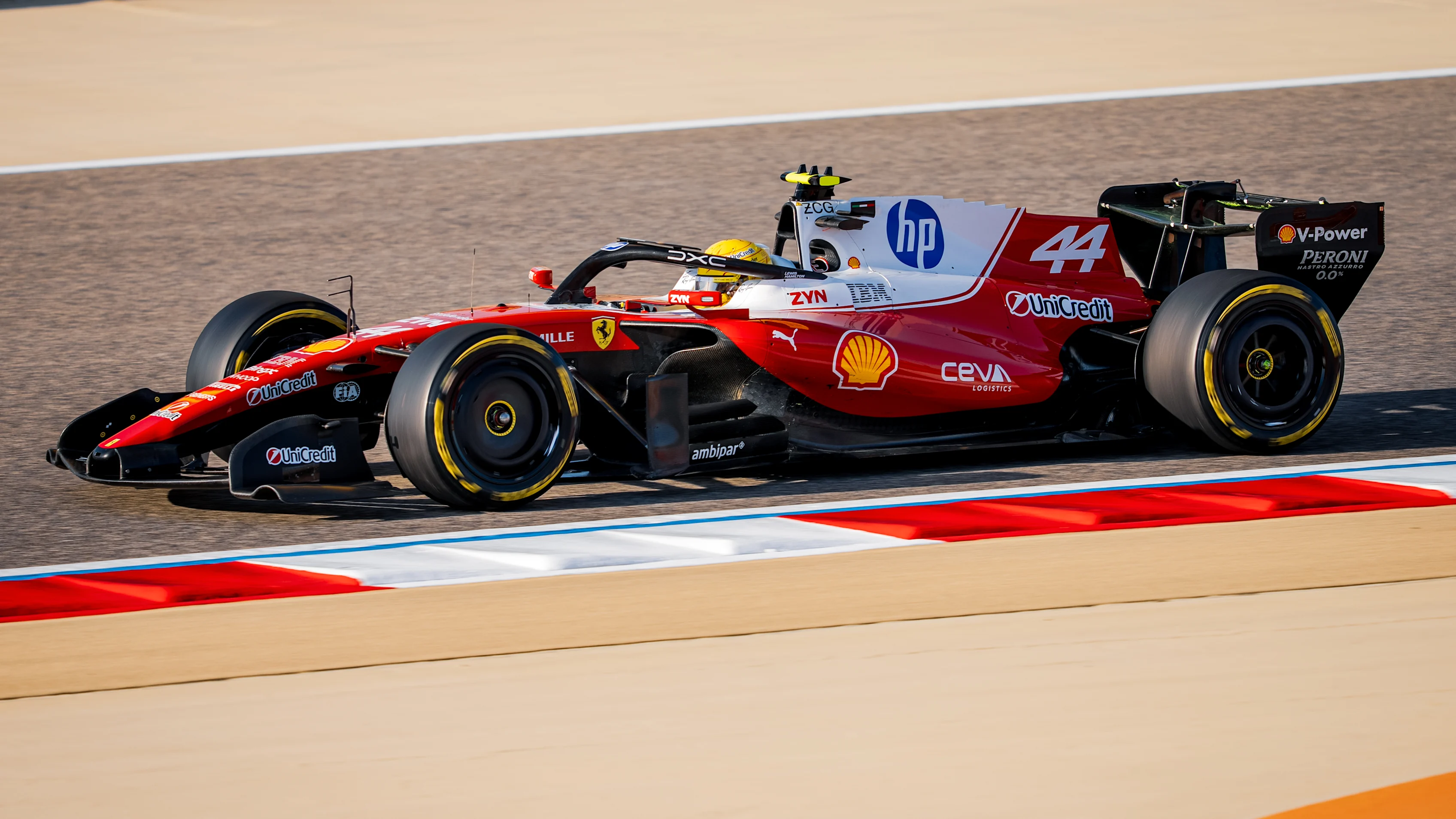 BAHRAIN, BAHRAIN - FEBRUARY 18: Lewis Hamilton of Great Britain driving the (44) Scuderia Ferrari