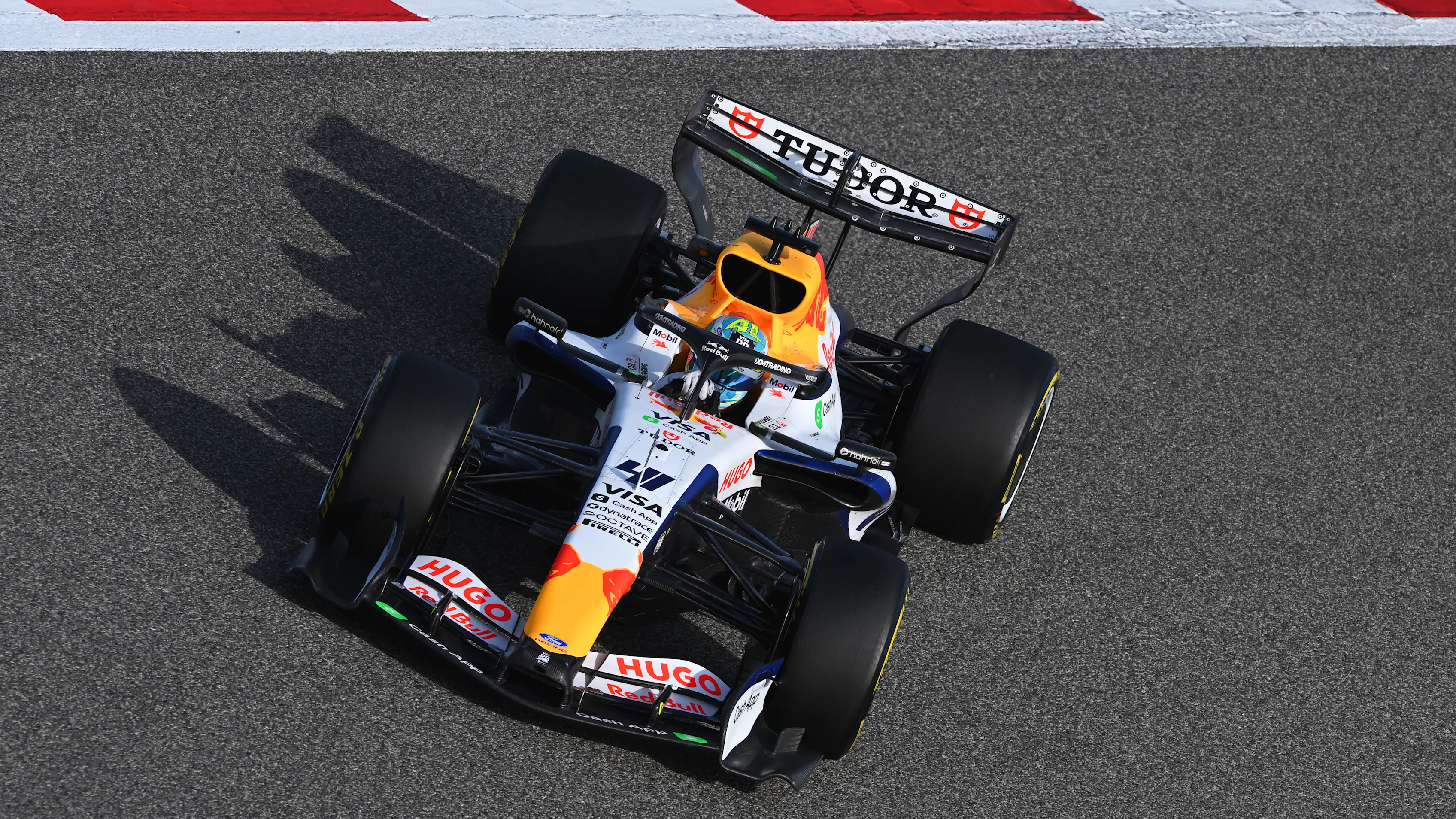 BAHRAIN, BAHRAIN - FEBRUARY 12: Arvid Lindblad of Great Britain driving the (41) Visa Cash App