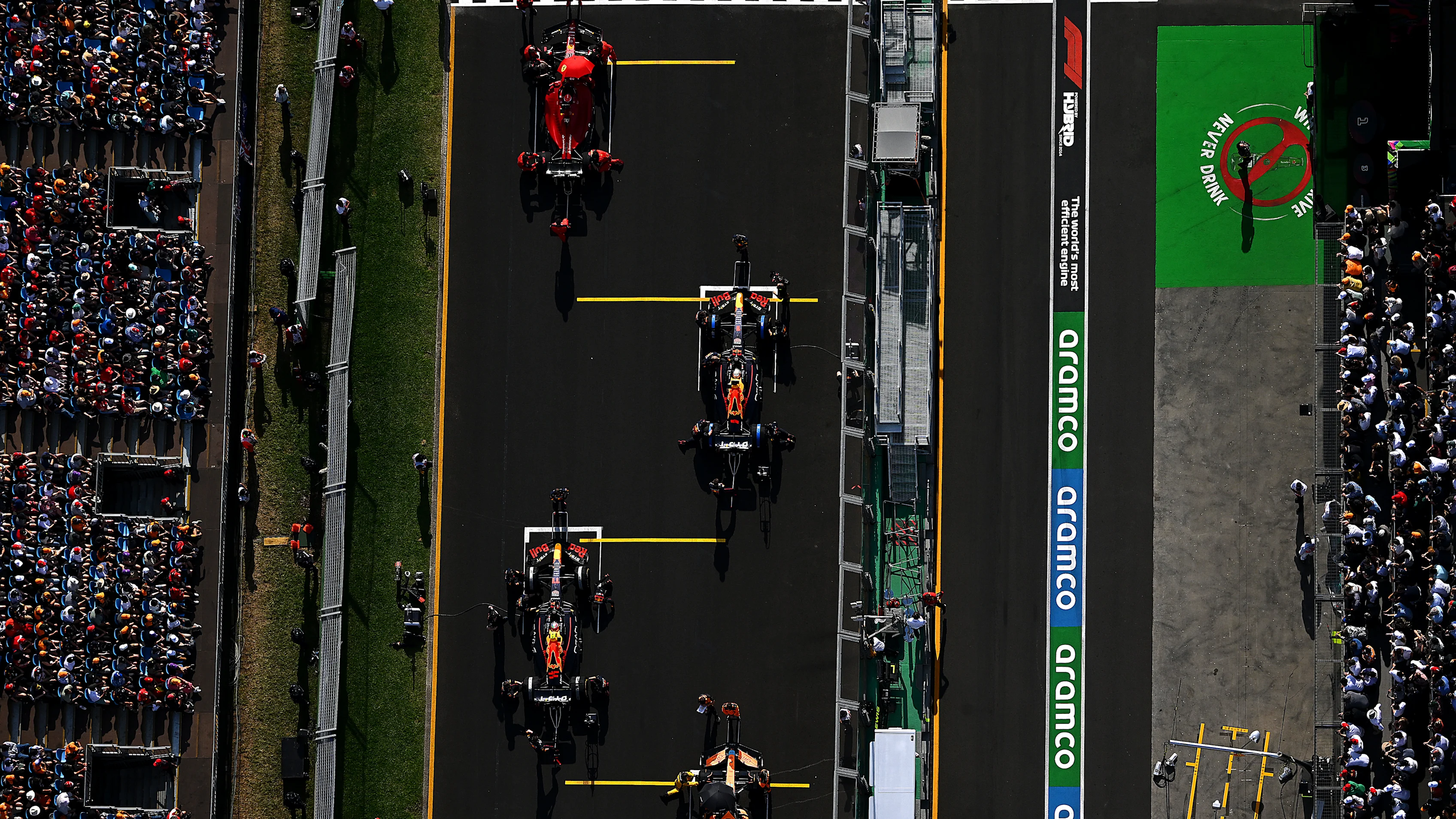 MELBOURNE, AUSTRALIA - APRIL 10: Charles Leclerc of Monaco and Ferrari, Max Verstappen of the